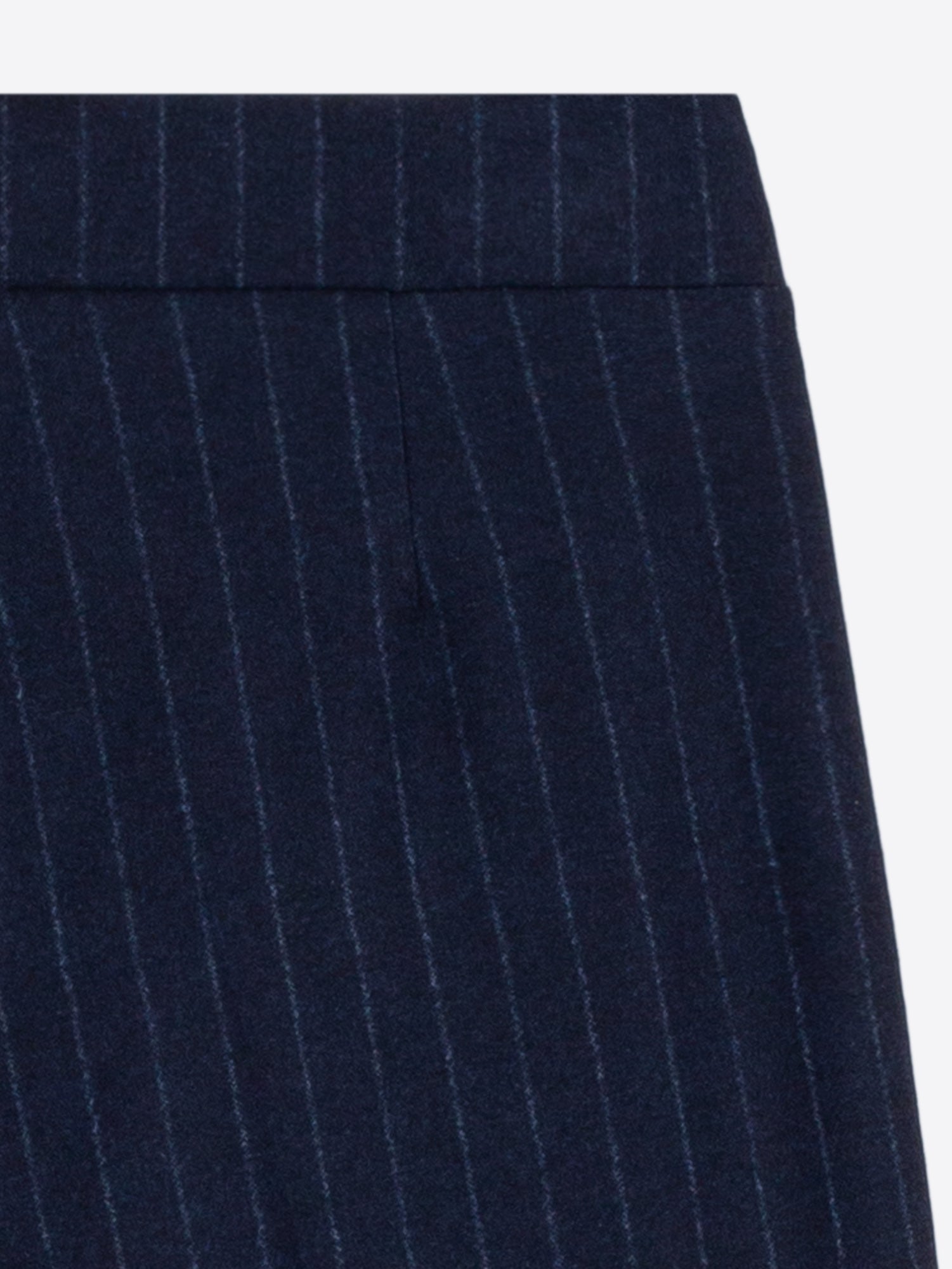 NAVY PINSTRIPE TROUSERS WITH SIDE BUTTONS