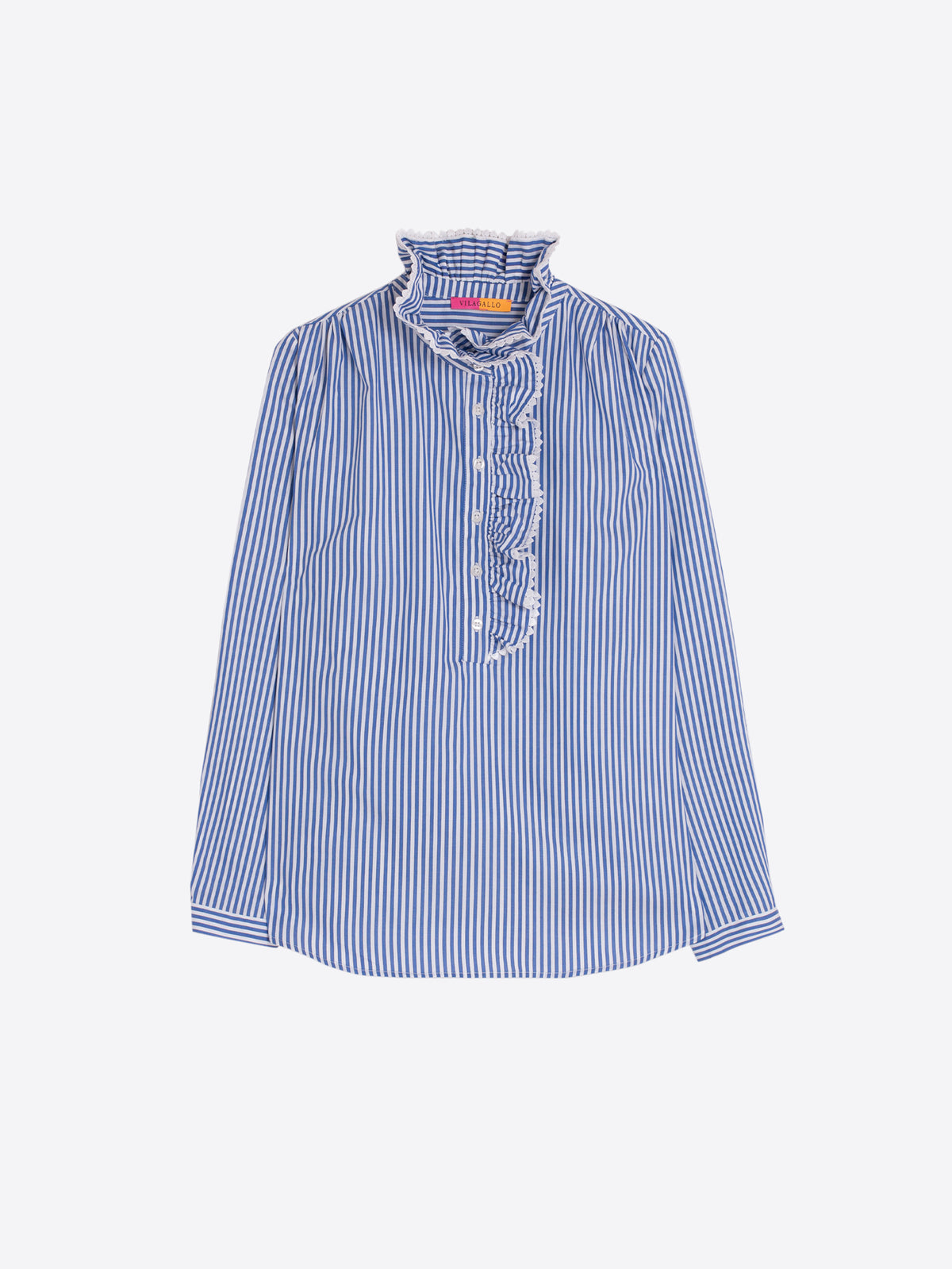 CAMISA DE RAYAS AZULÓN VOLANTE FRONTAL