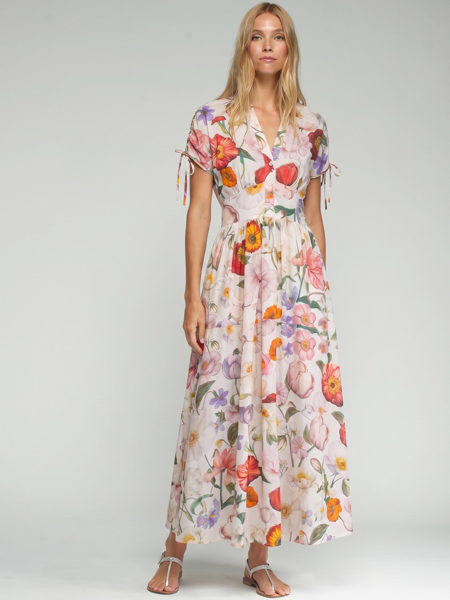 VESTIDO LARGO FLORAL MULTICOLOR