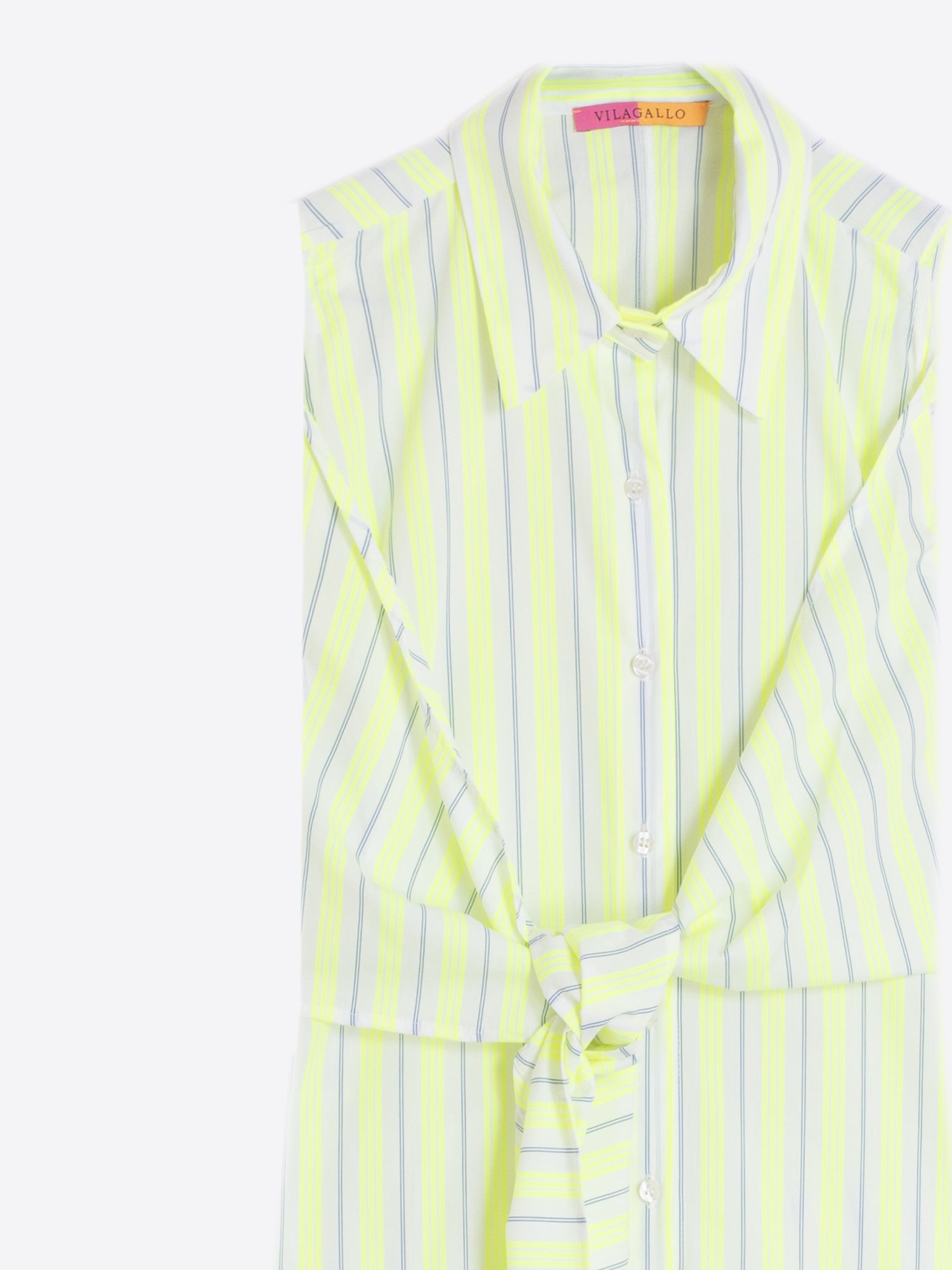 VESTIDO MIDI SIN MANGAS AMARILLO FLUOR RAYAS