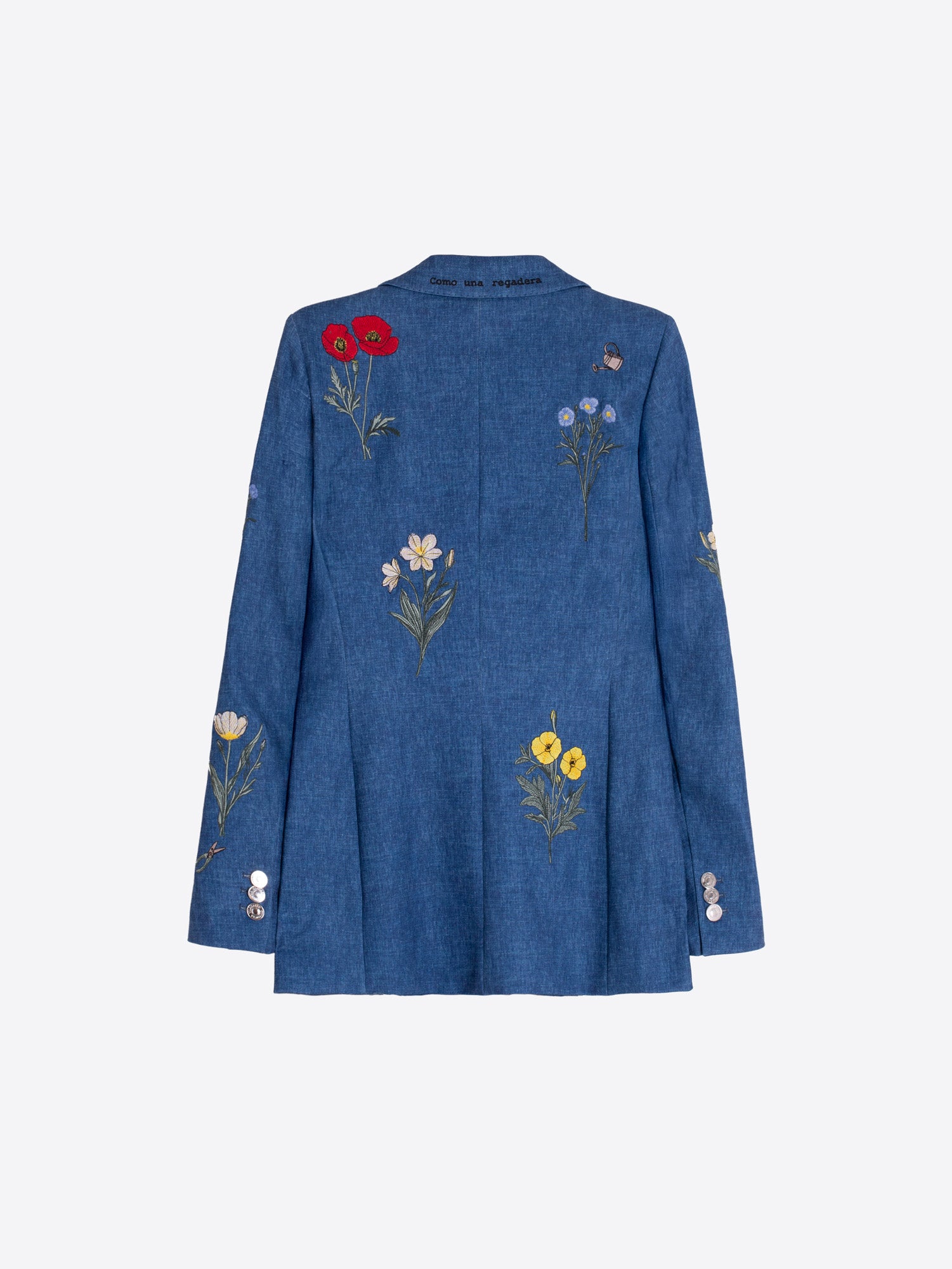 Blue jacket with embroidered flowers women | Vilagallo Blue jacket with embroidered flowers women | Vilagallo