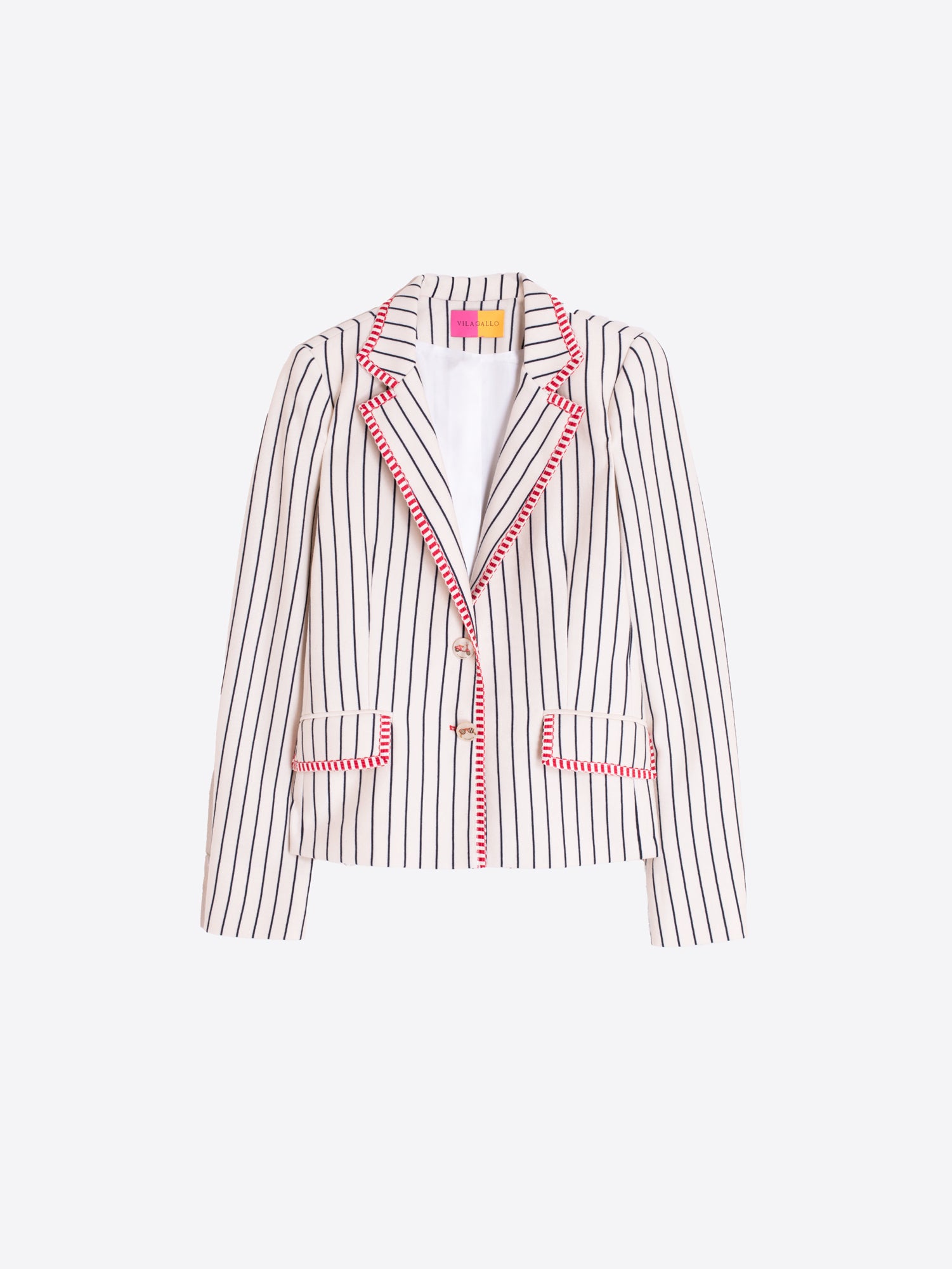 CHAQUETA RAYAS MARINO RIBETE ROJO