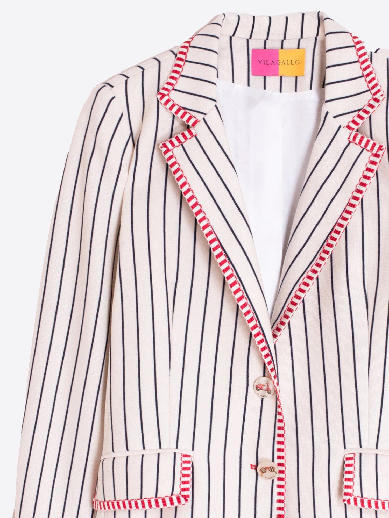 CHAQUETA RAYAS MARINO RIBETE ROJO