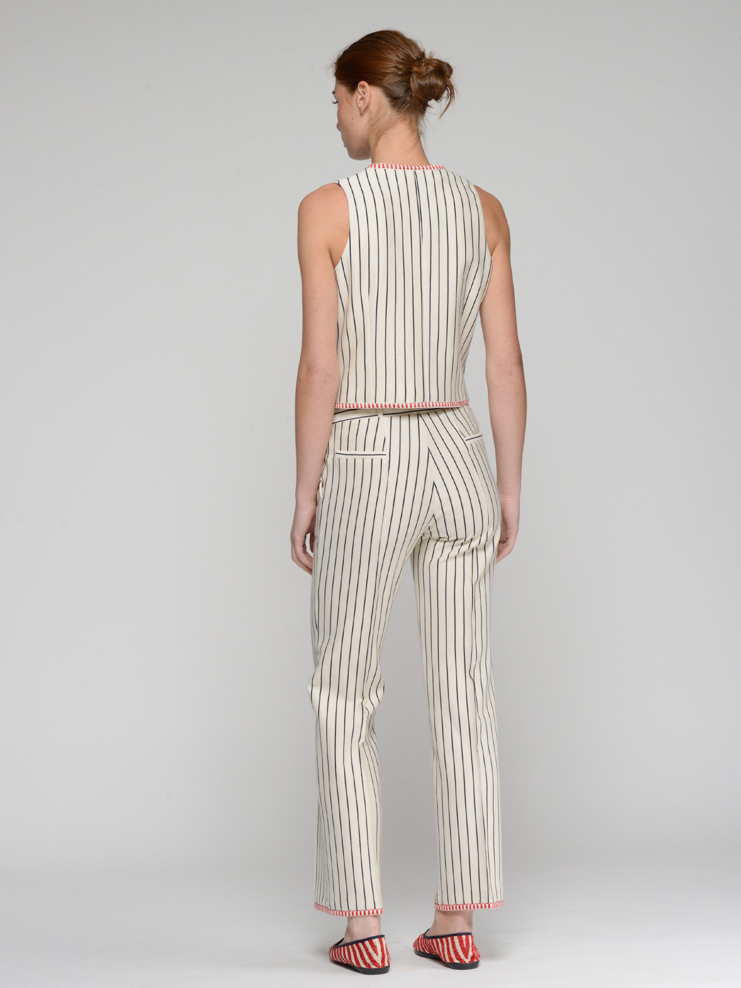 PANTALÓN RECTO RAYAS MARINO