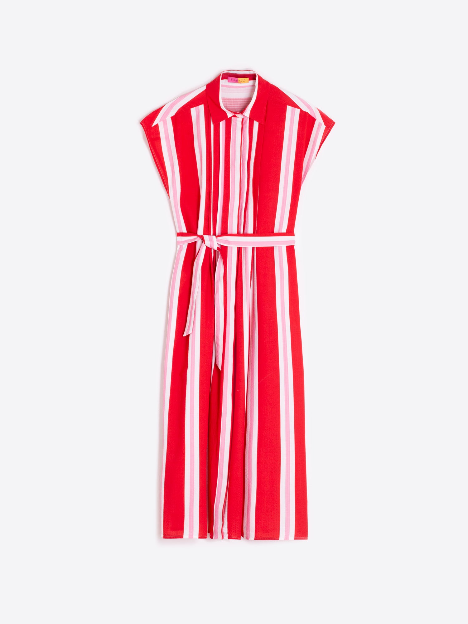 VESTIDO MIDI RAYAS ROJO