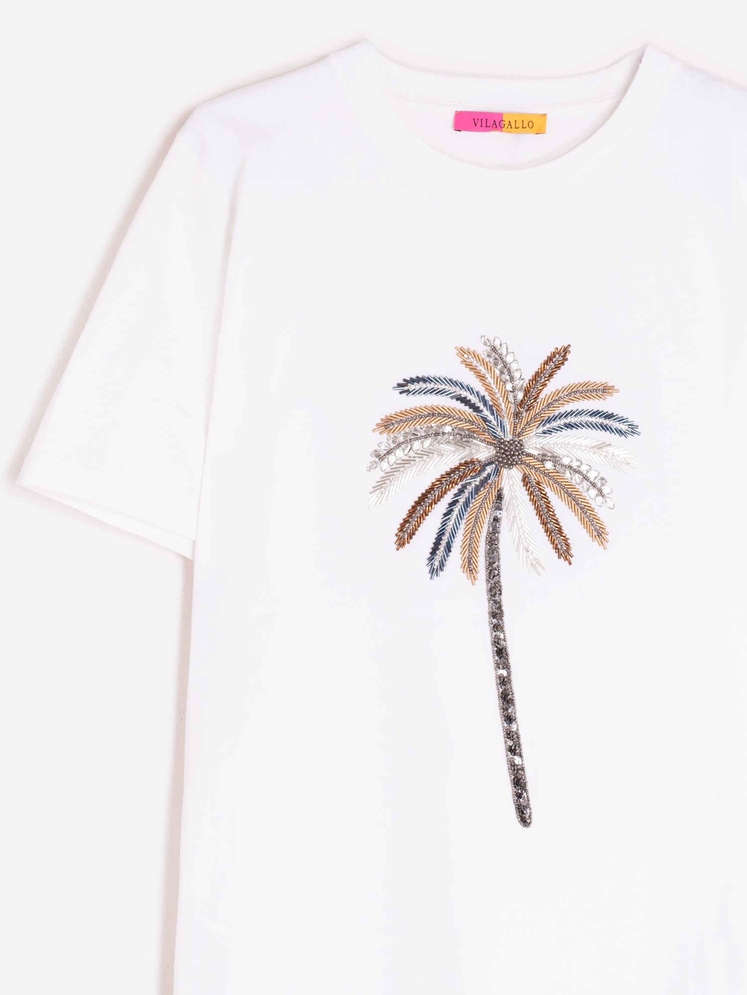 CAMISETA BLANCA PALMERA BORDADA