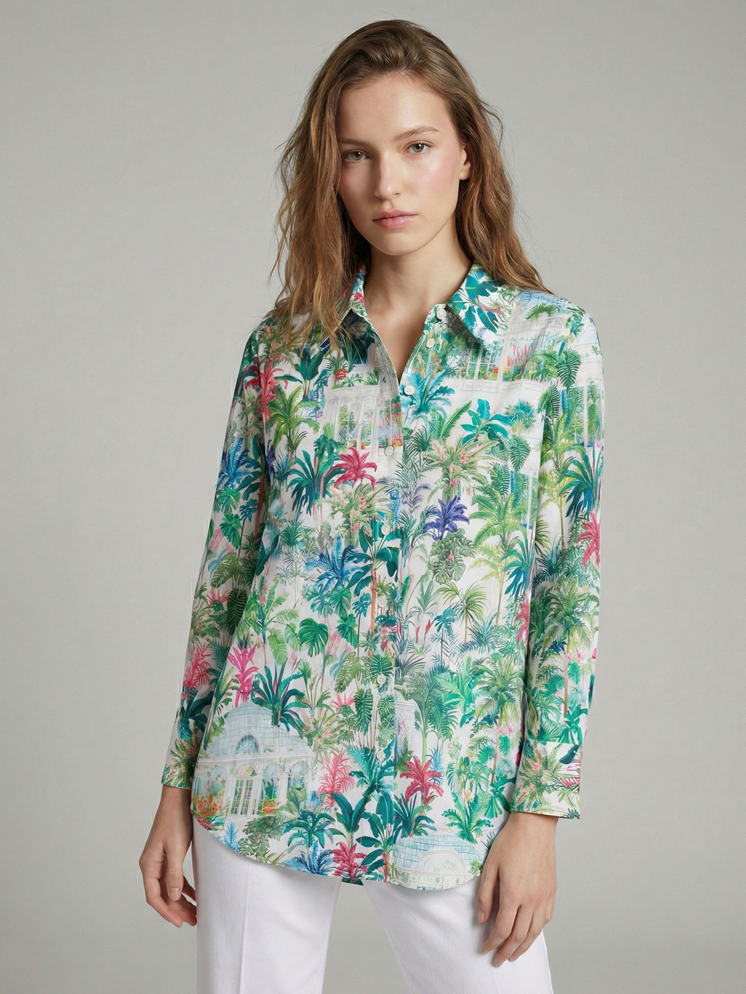 CAMISA ESTAMPADO JARDÍN TROPICAL