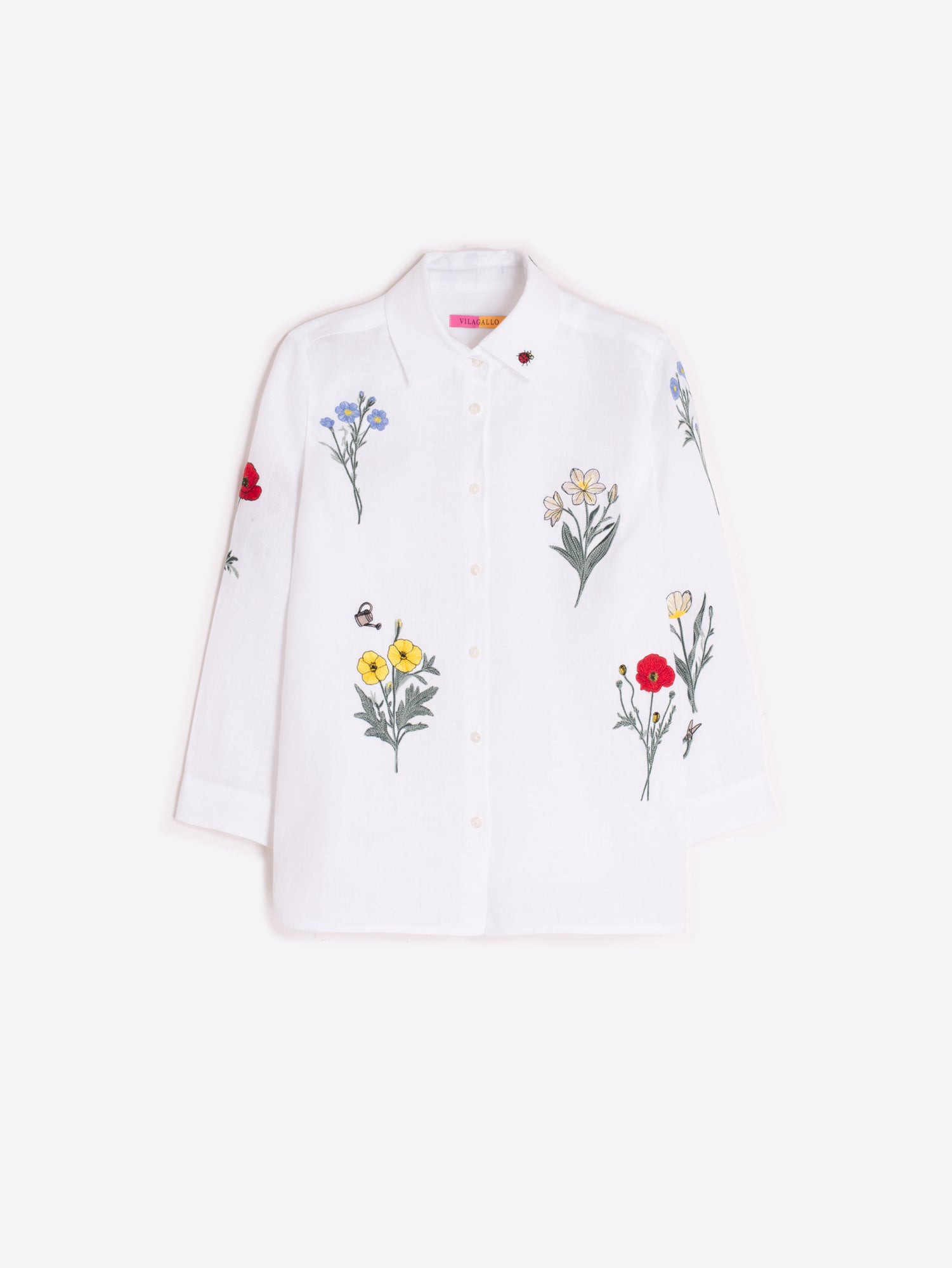CAMISA BLANCA FLORES BORDADAS