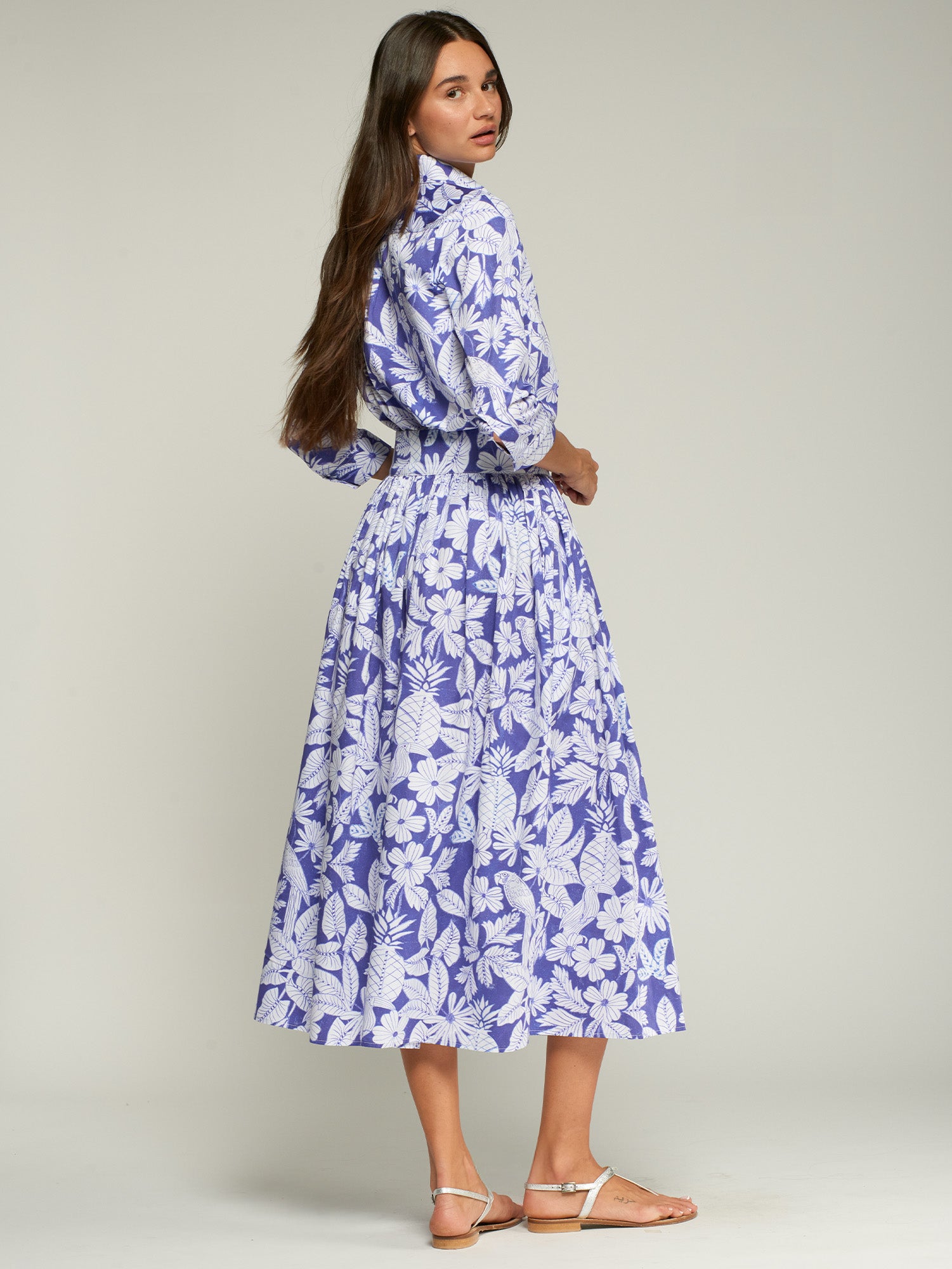 FALDA AZUL ESTAMPADO FLORAL LAZO