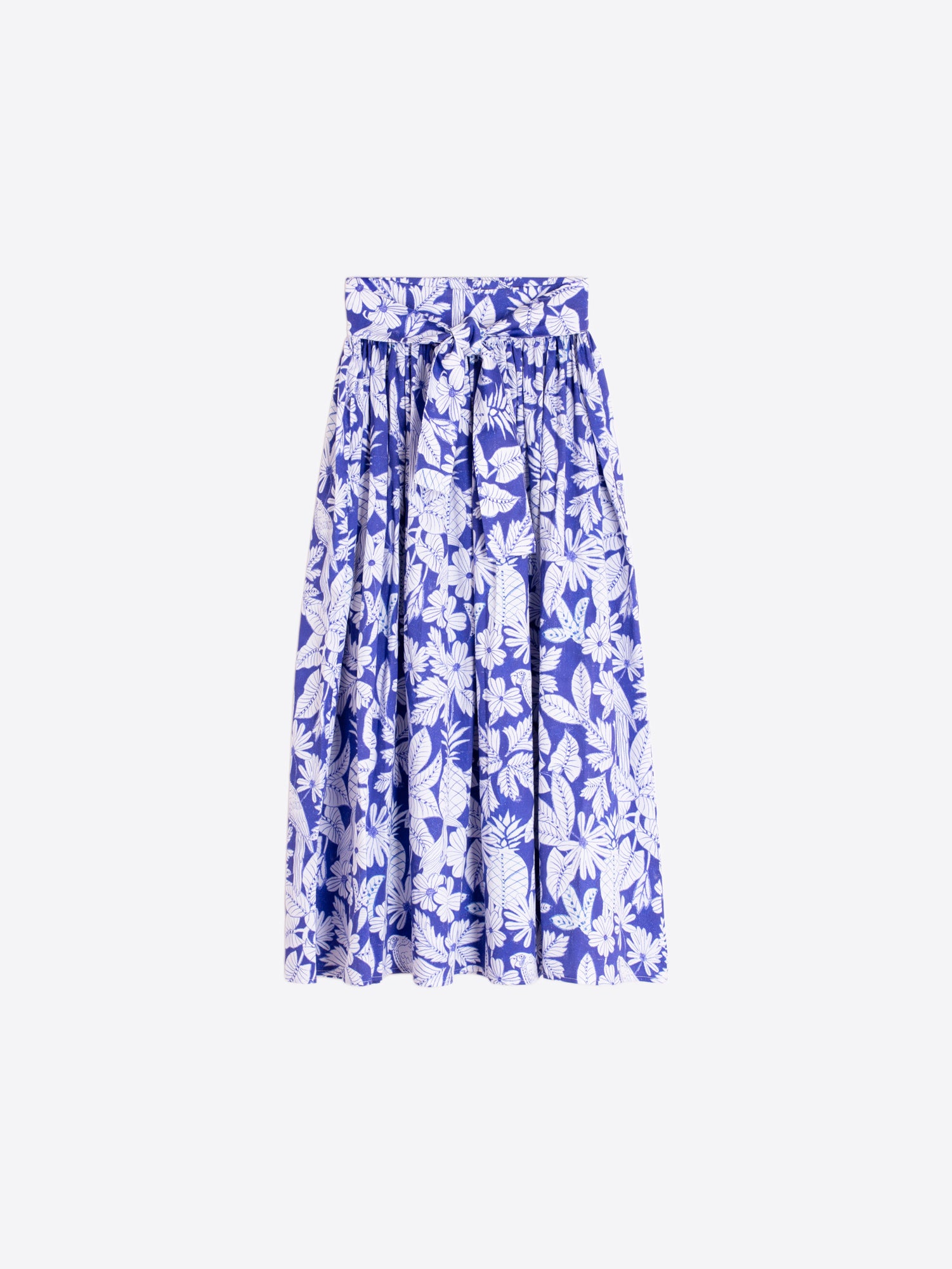 FALDA AZUL ESTAMPADO FLORAL LAZO