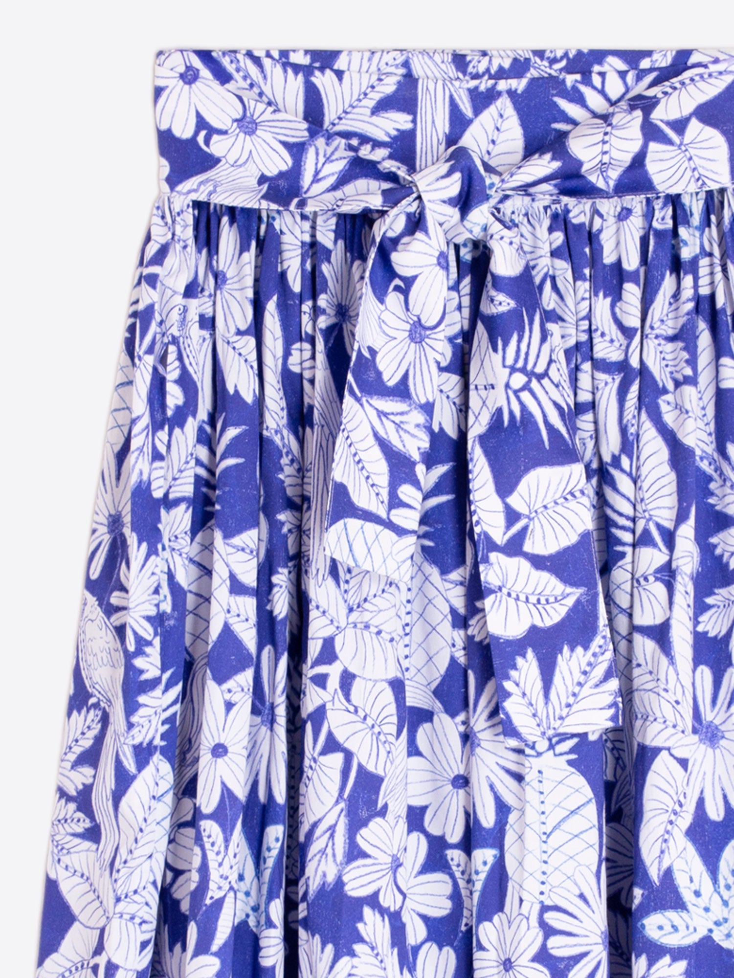 FALDA AZUL ESTAMPADO FLORAL LAZO