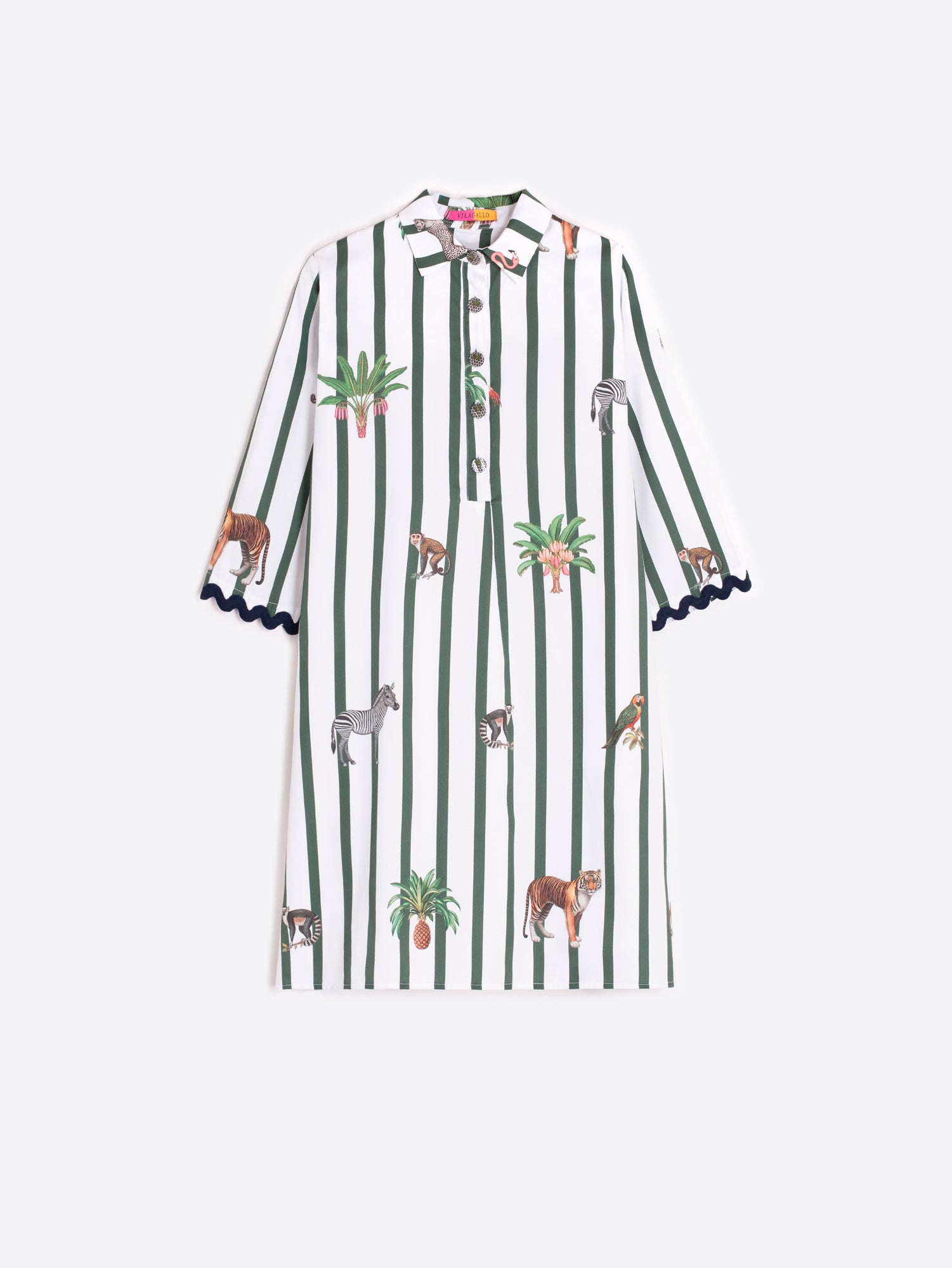 VESTIDO CAMISERO DE RAYAS VERDES ILUSTRACIONES