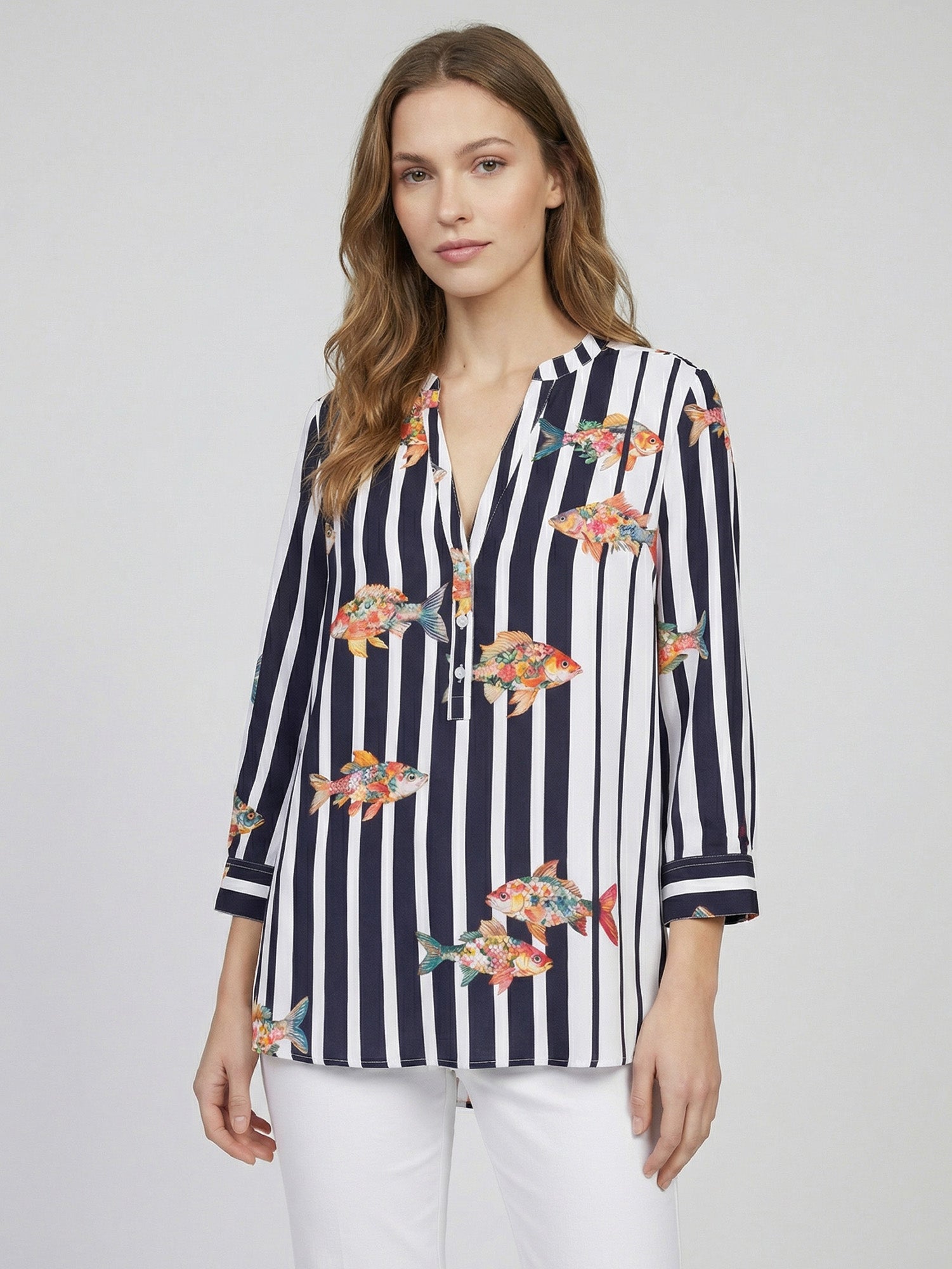 CAMISA MARINO RAYAS PECES