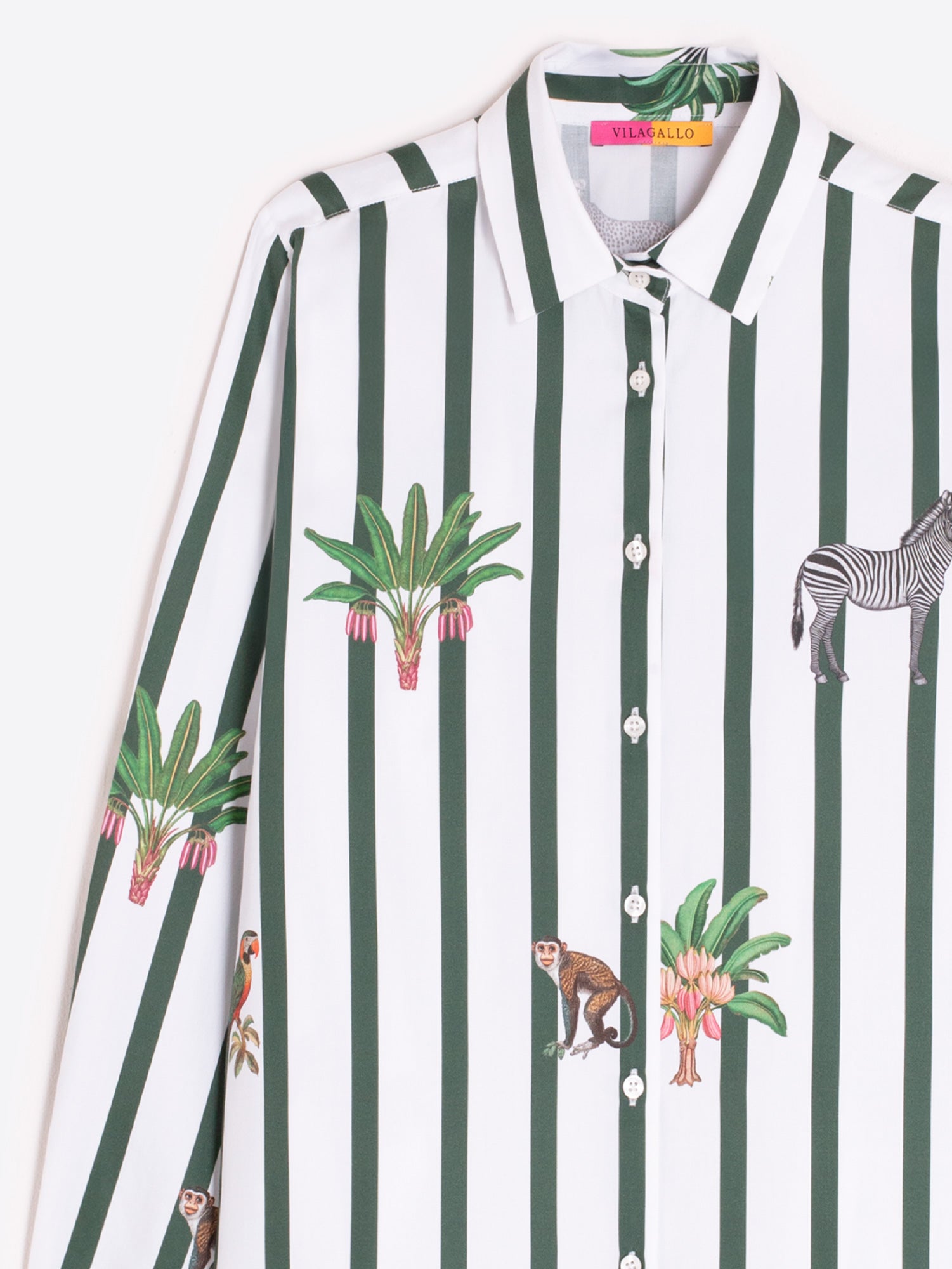 CAMISA RAYAS VERDE ANIMALES SELVA