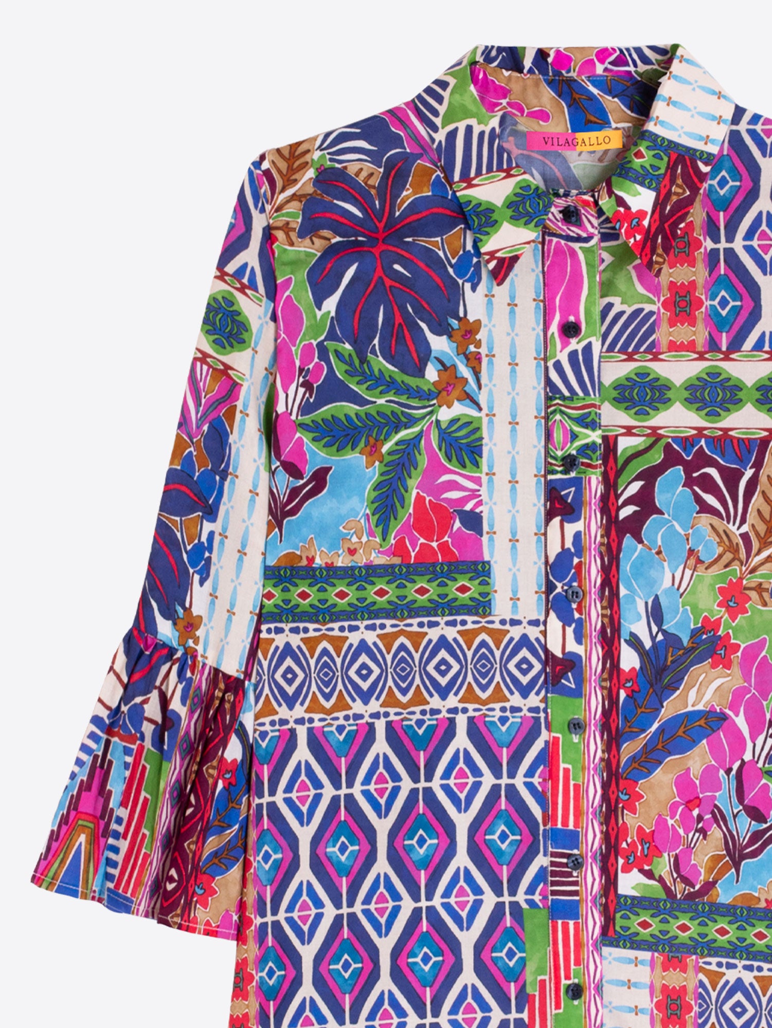 VESTIDO CORTO ESTAMPADO PATCHWORK MULTICOLOR