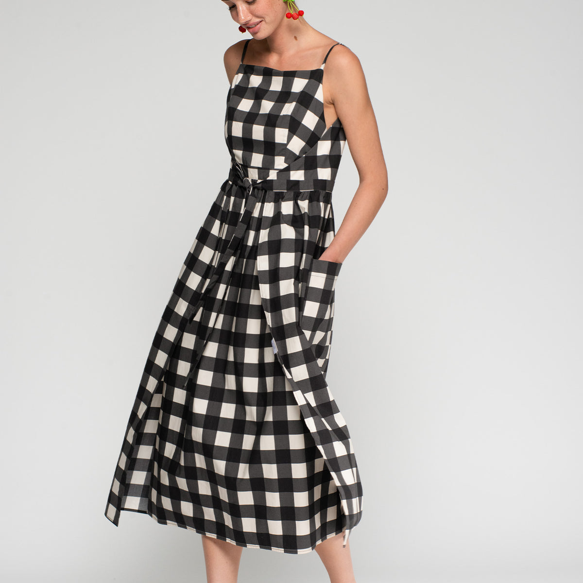 black and white checkered prom dress Tilly Black & White Tartan Prom Dress