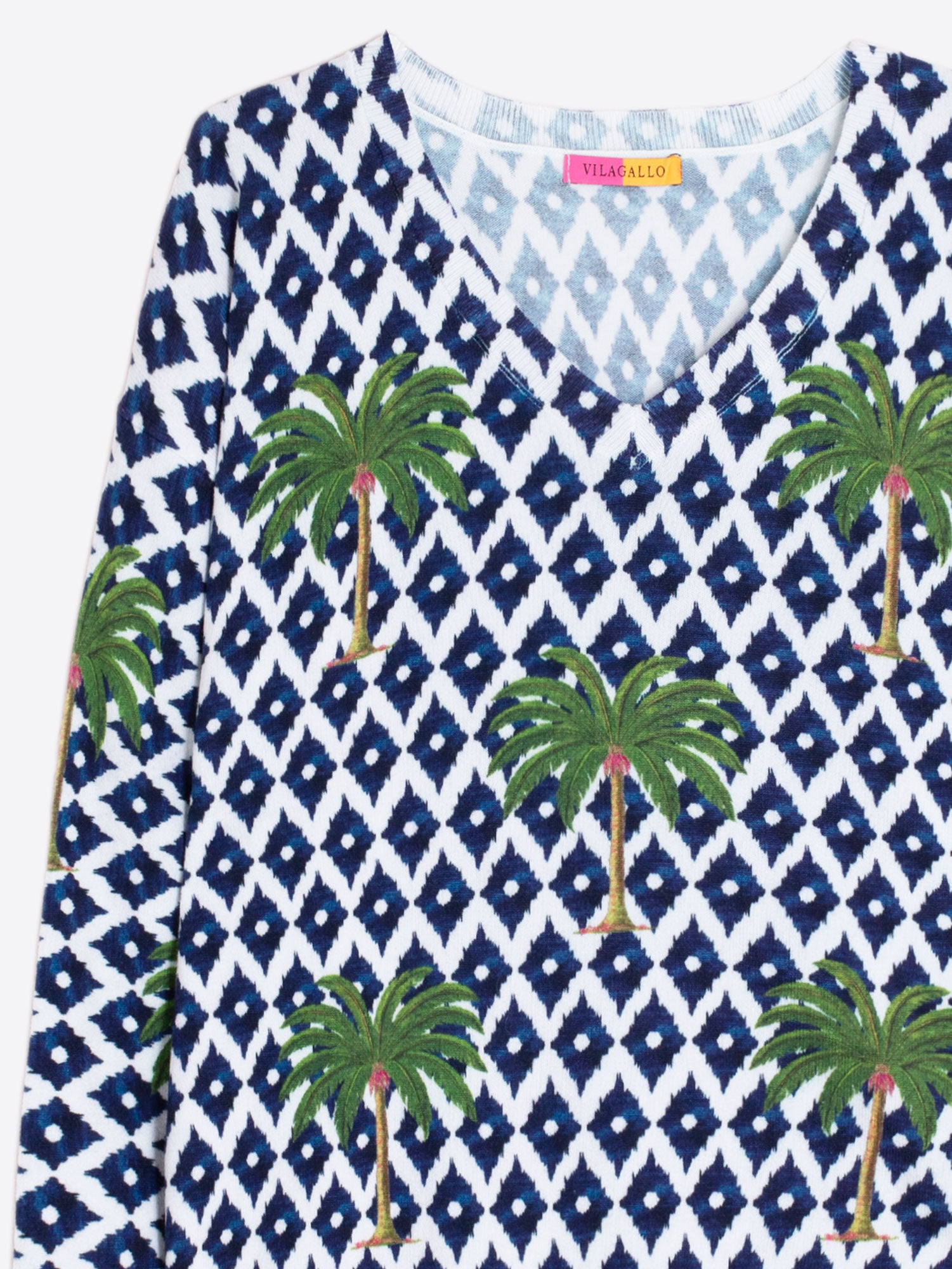 JERSEY AZUL ESTAMPADO PALMERAS