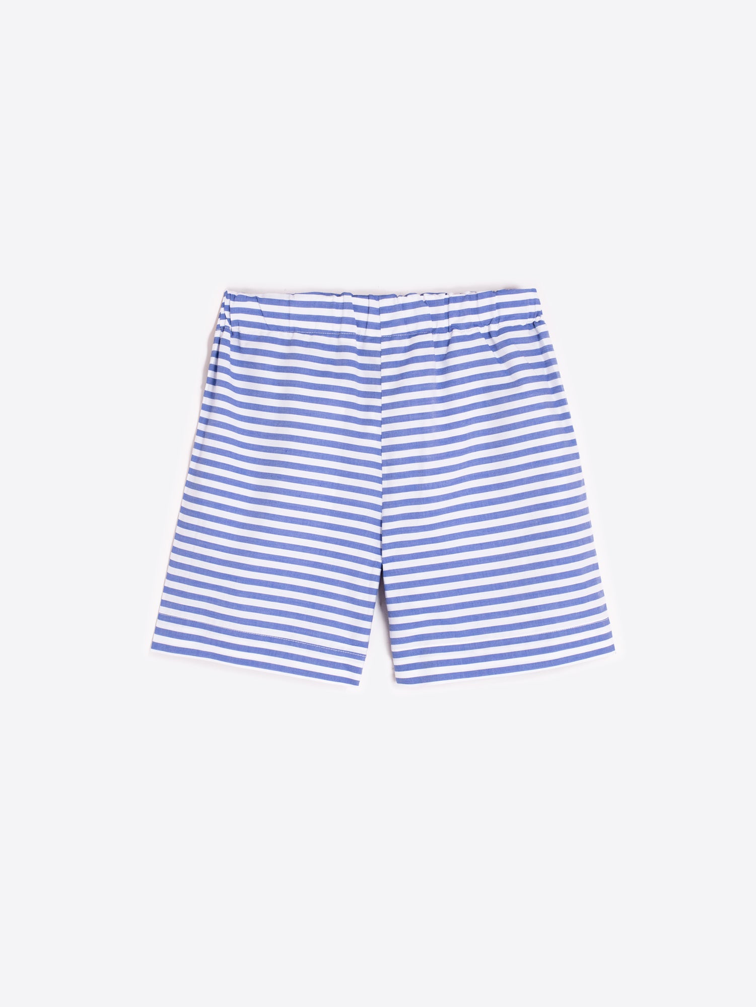 PANTALÓN CORTO RAYAS AZULES BORDADO FLORAL