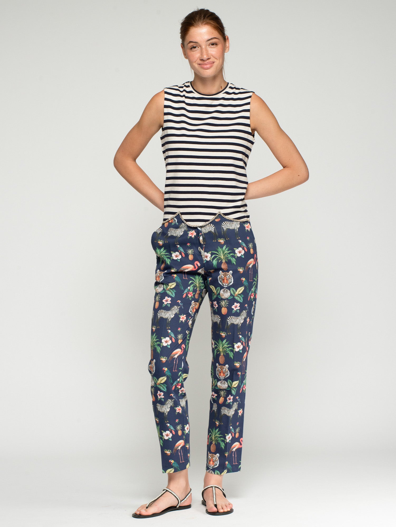 PANTALÓN ESTAMPADO ANIMALIA FONDO MARINO