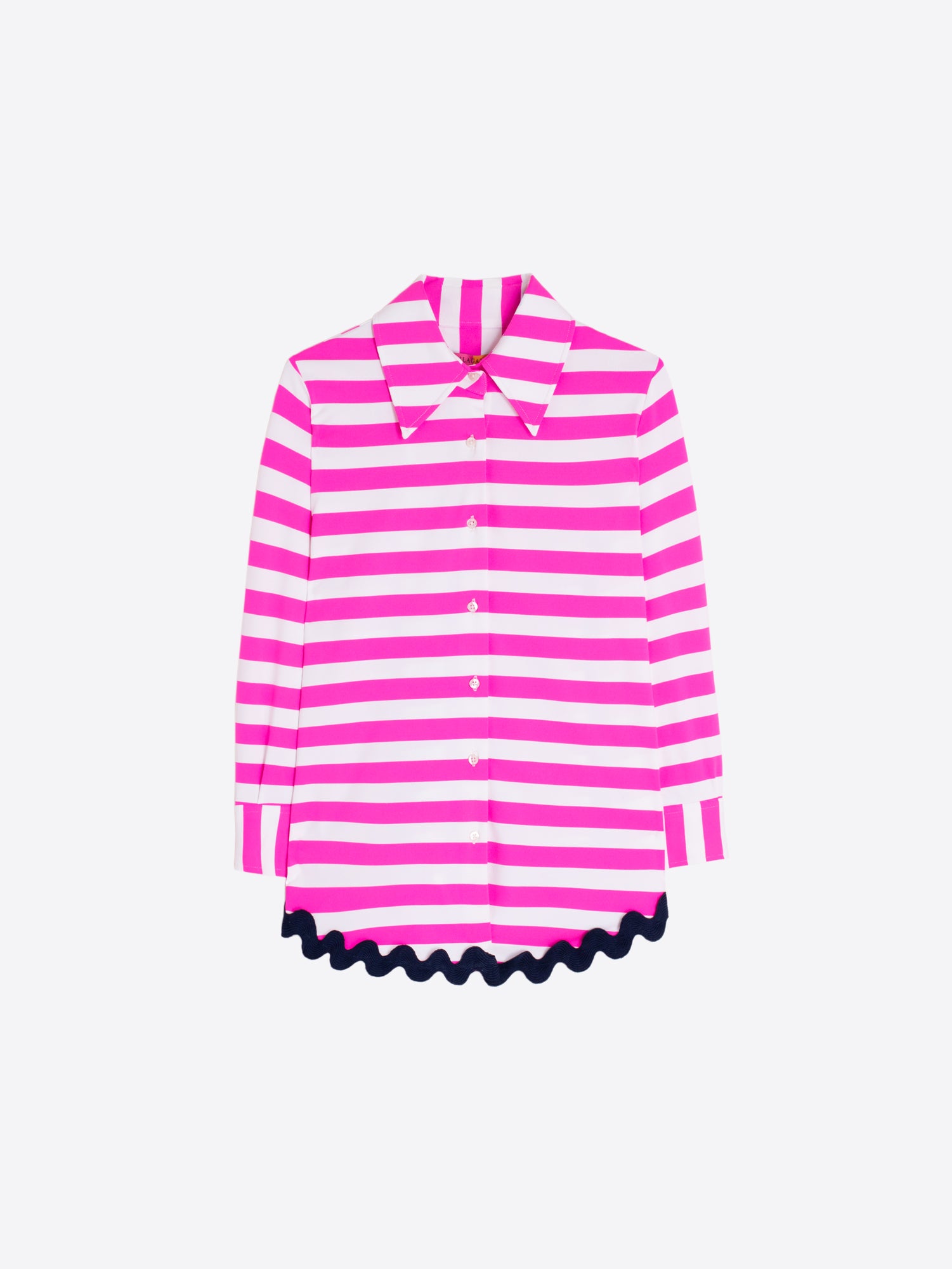 CAMISA BLANCA RAYA ROSA NEON