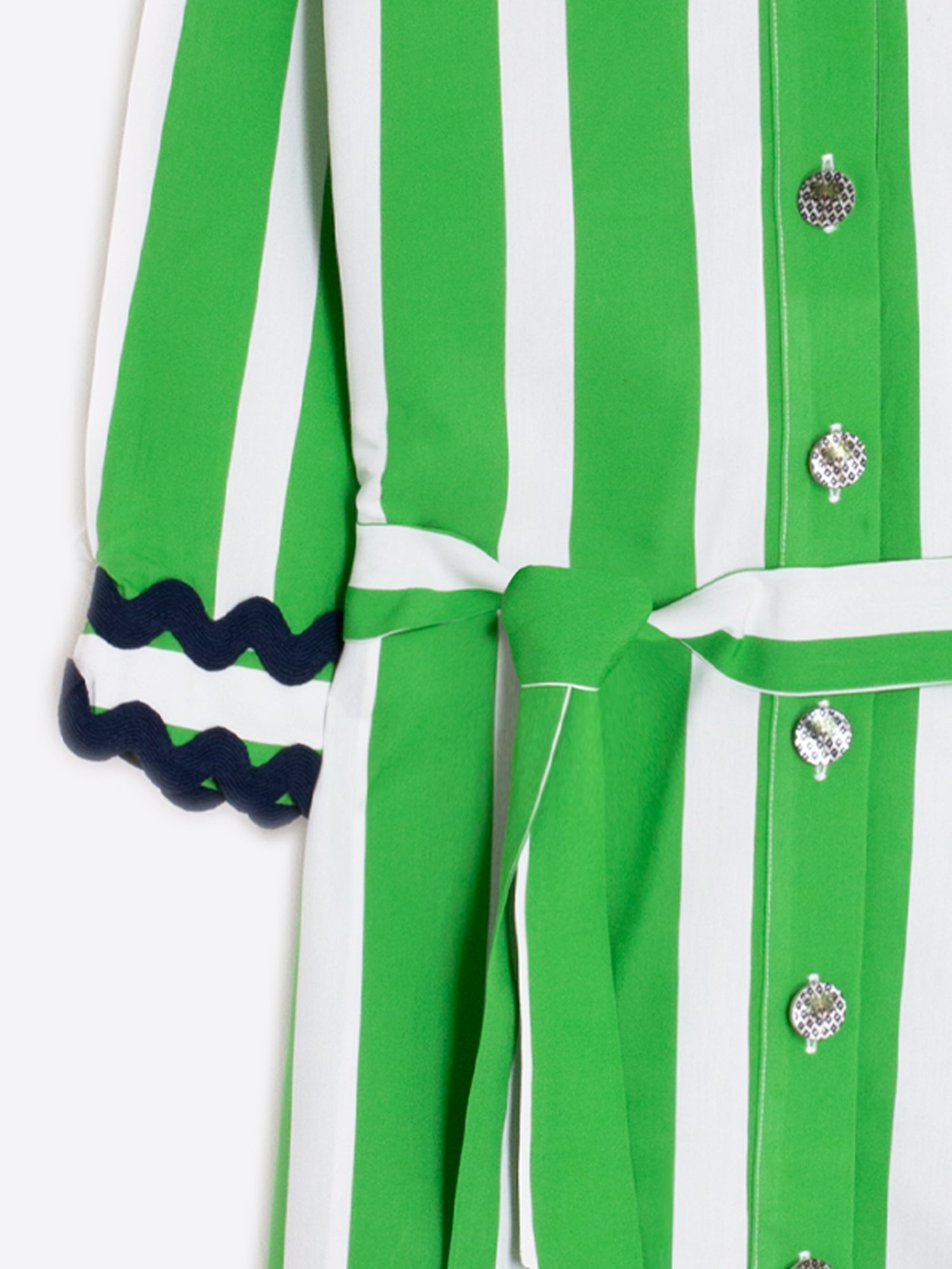 GREEN STRIPED SHIRT DRESS