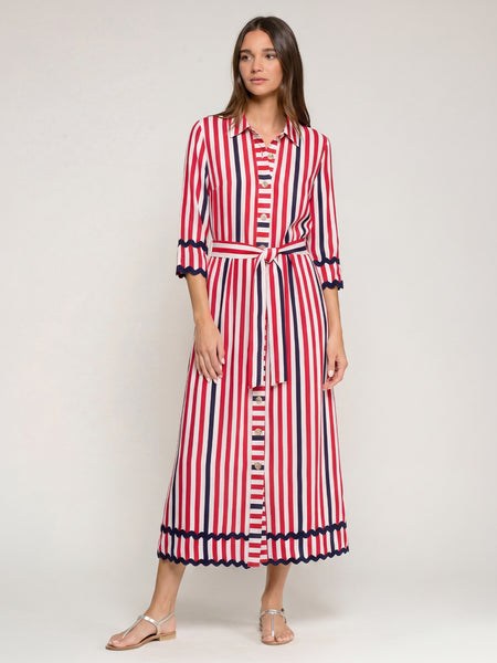 NAVY RED STRIPED DRESS ONDULINE NAVY RED STRIPED DRESS ONDULINE