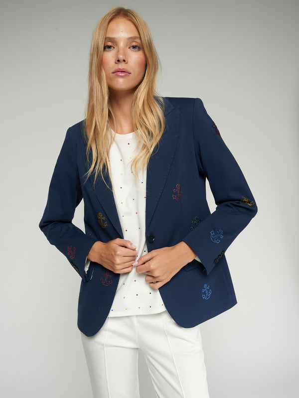 CHAQUETA AZUL MARINO ANCLAS BORDADAS