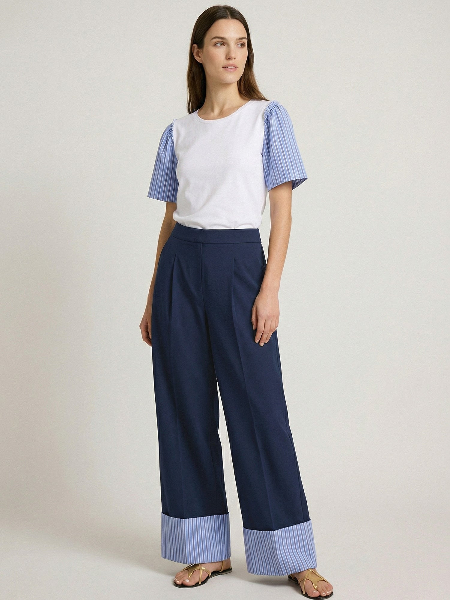 PANTALÓN MARINO PUÑO RAYAS