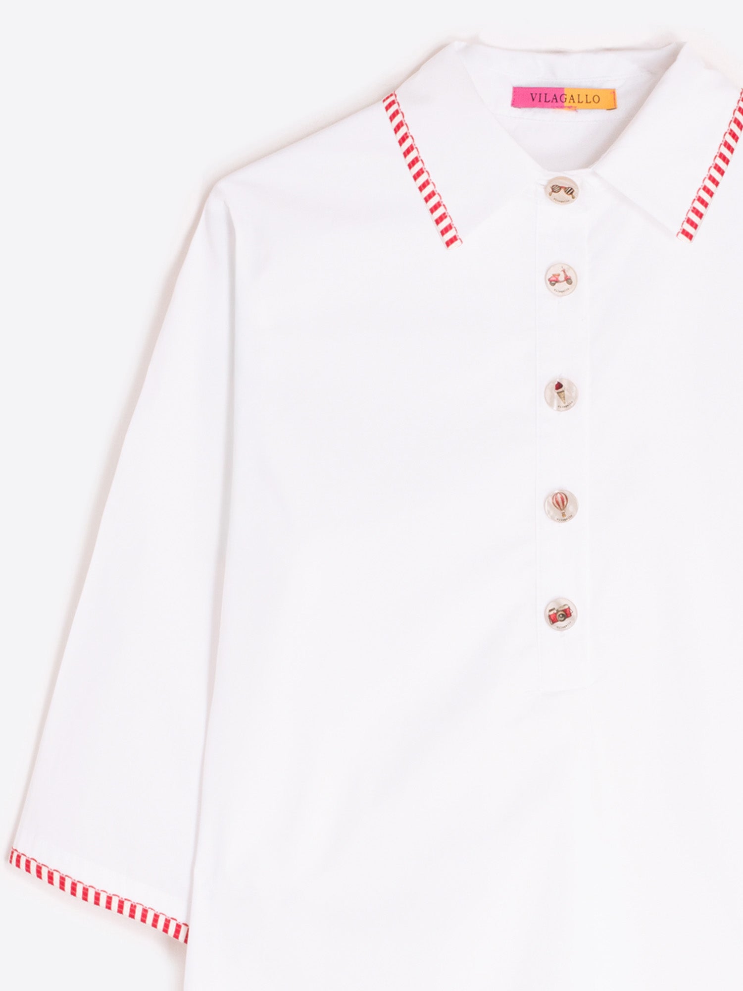VESTIDO BLANCO DETALLES ROJOS