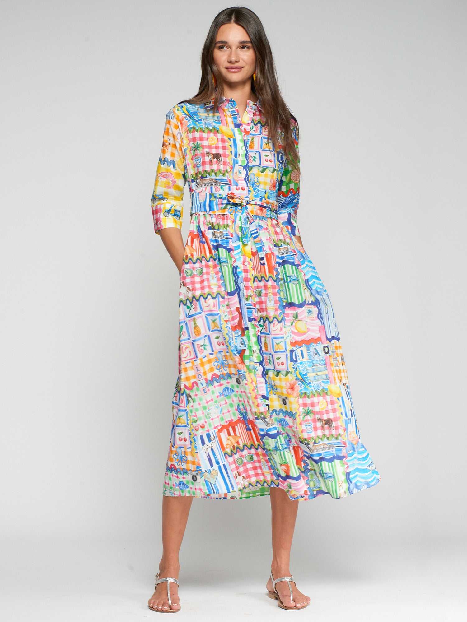 VESTIDO ESTAMPADO MULTICOLOR LAZADA