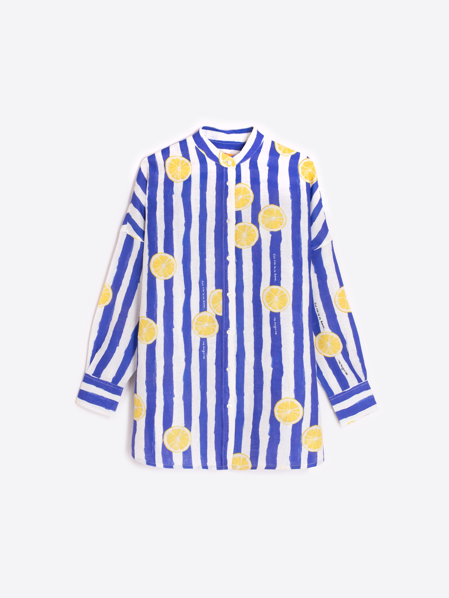 CAMISA RAYAS AZULES ESTAMPADO LIMONES