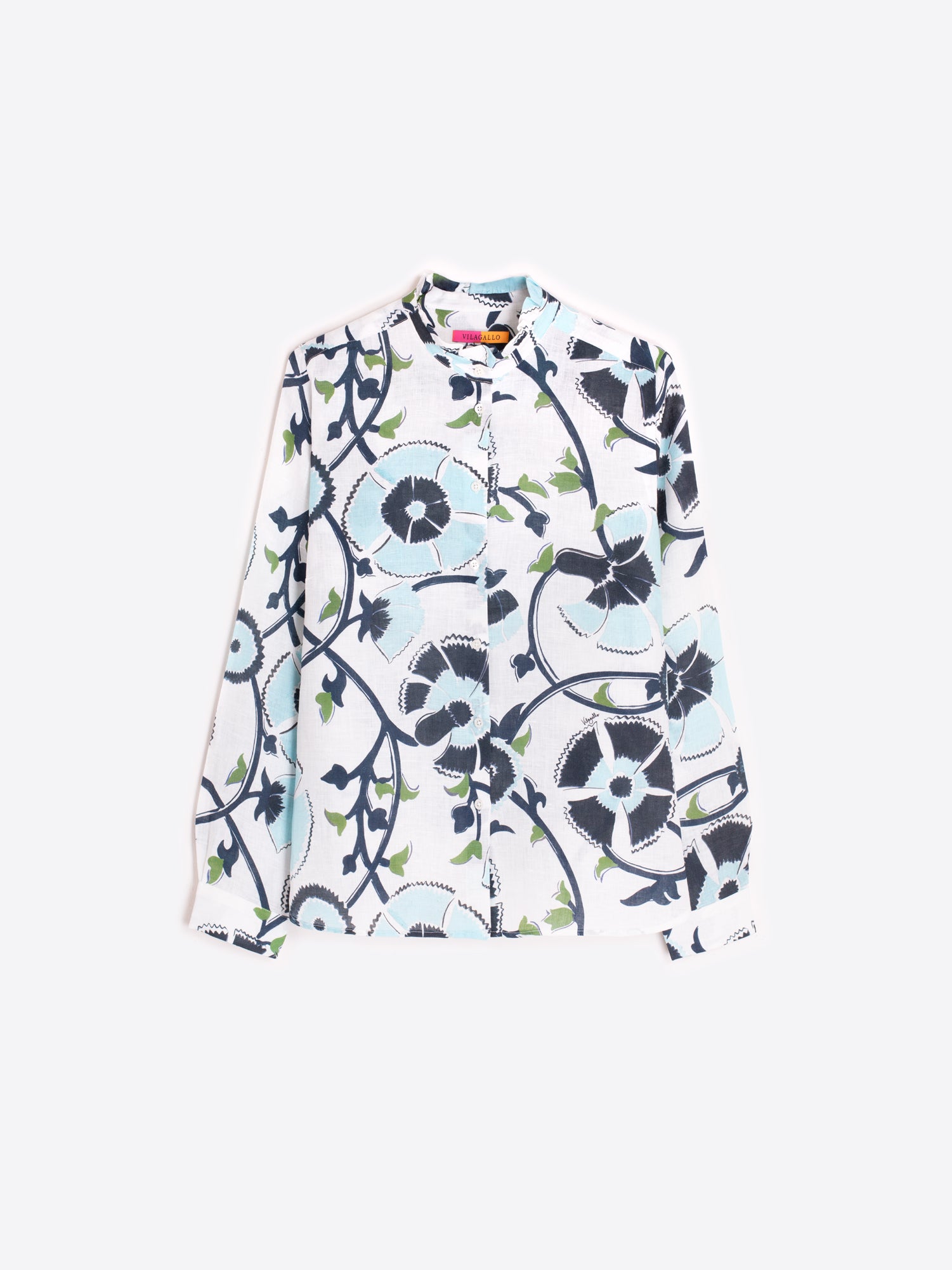 CAMISA ESTAMPADO FLORAL AZUL Y VERDE