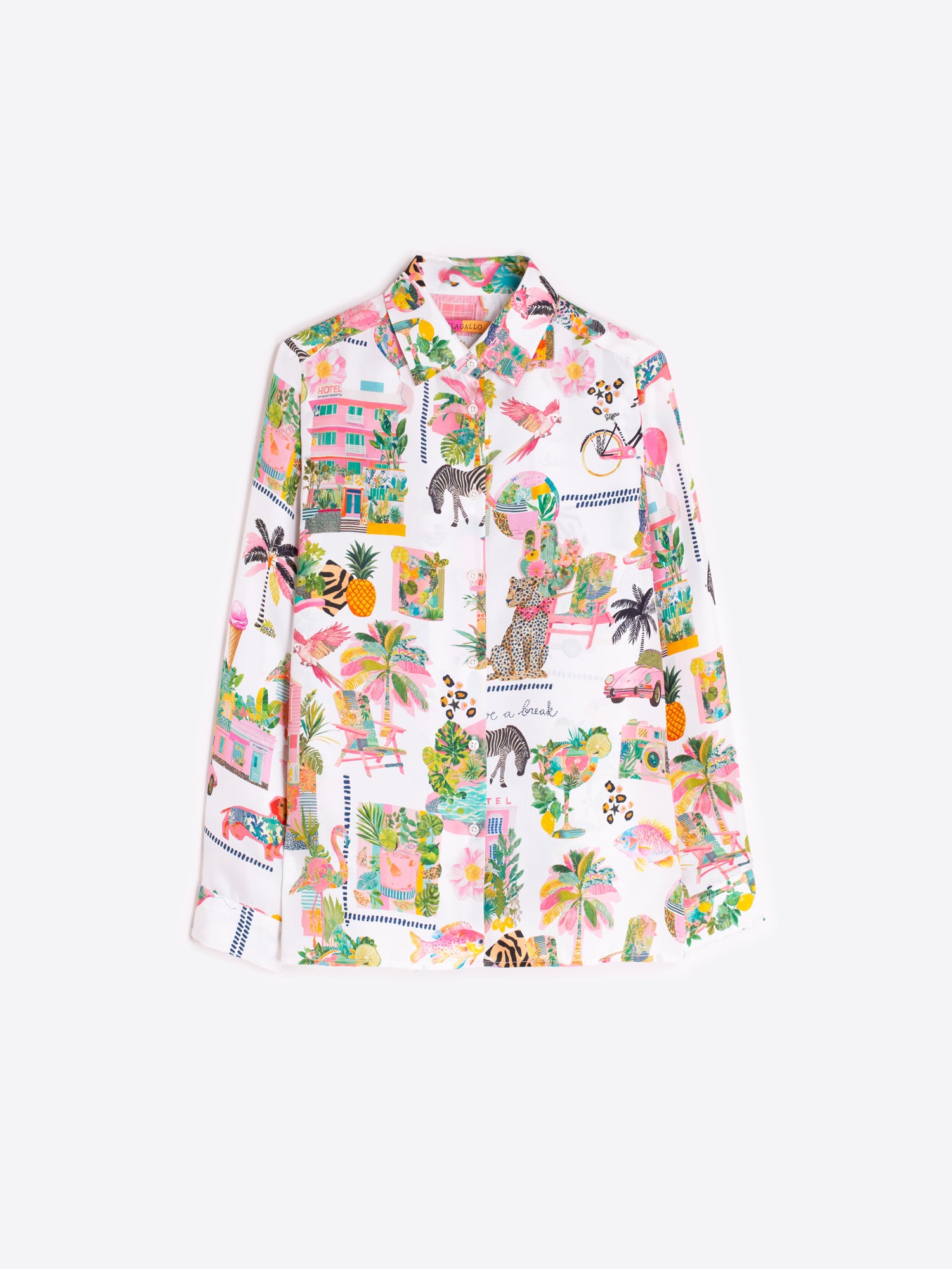 CAMISA BLANCA ESTAMPADO TROPICAL
