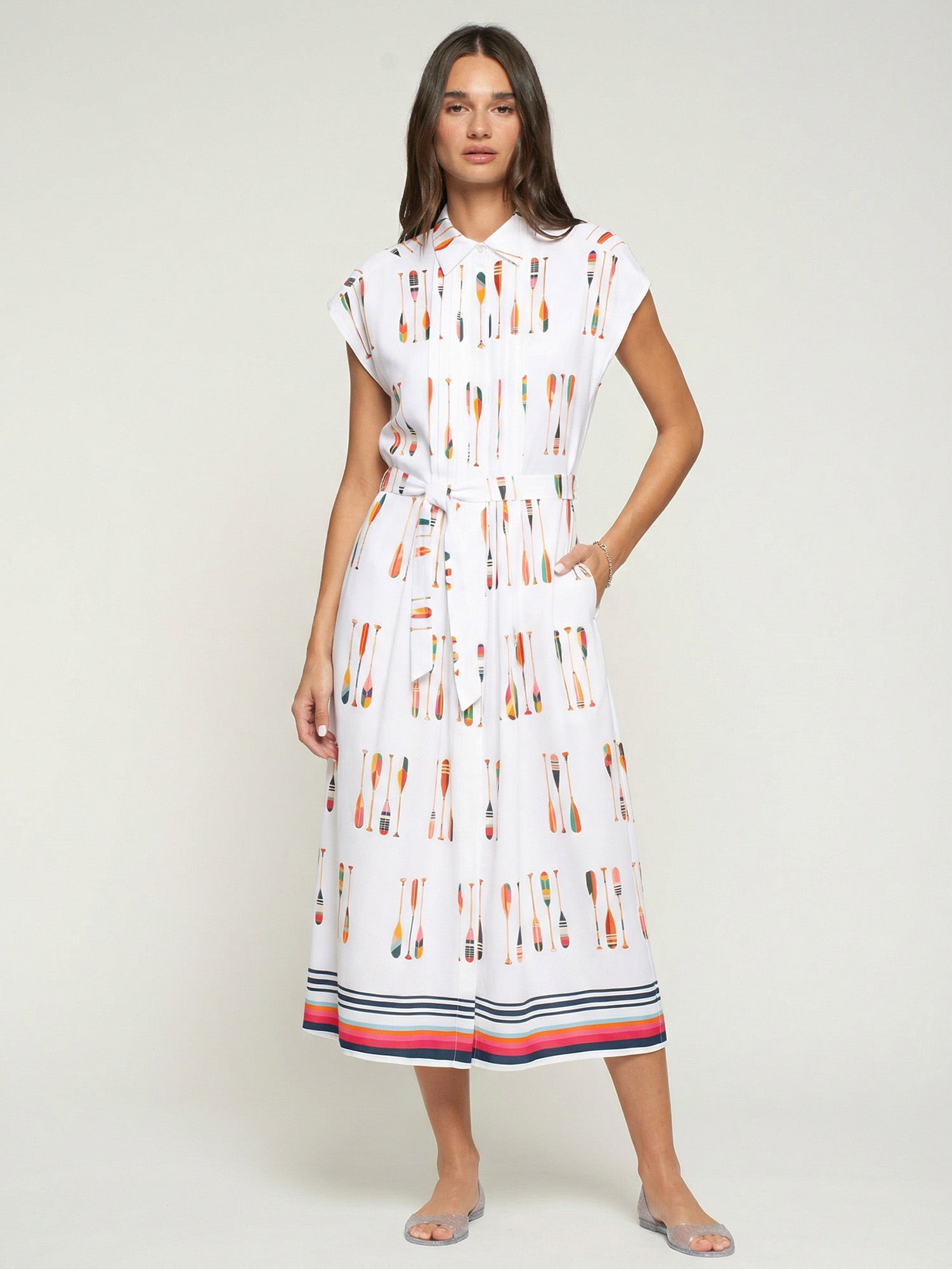 VESTIDO MIDI ESTAMPADO REMOS