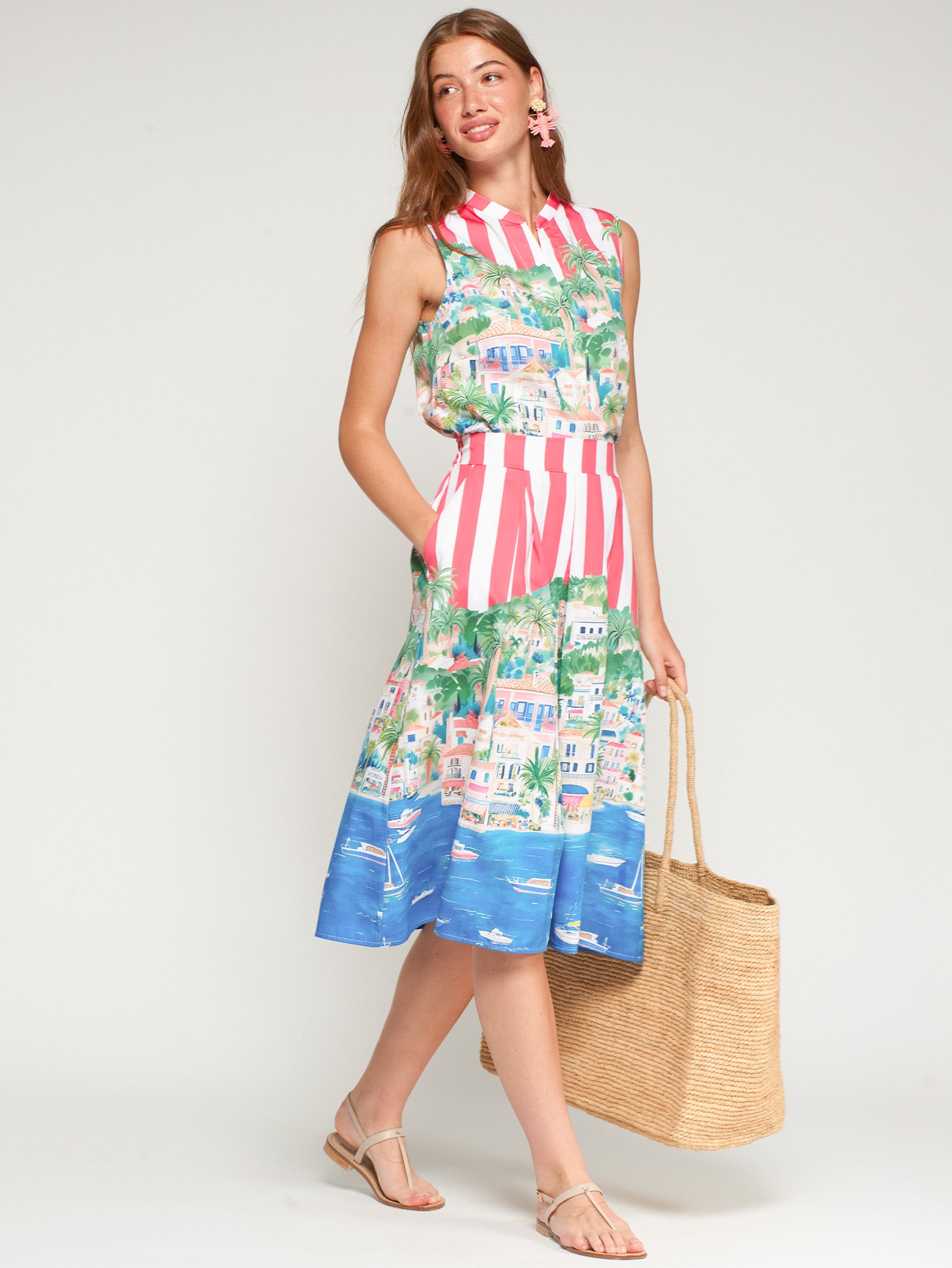 FALDA ESTAMPADO COSTA RAYAS ROJAS