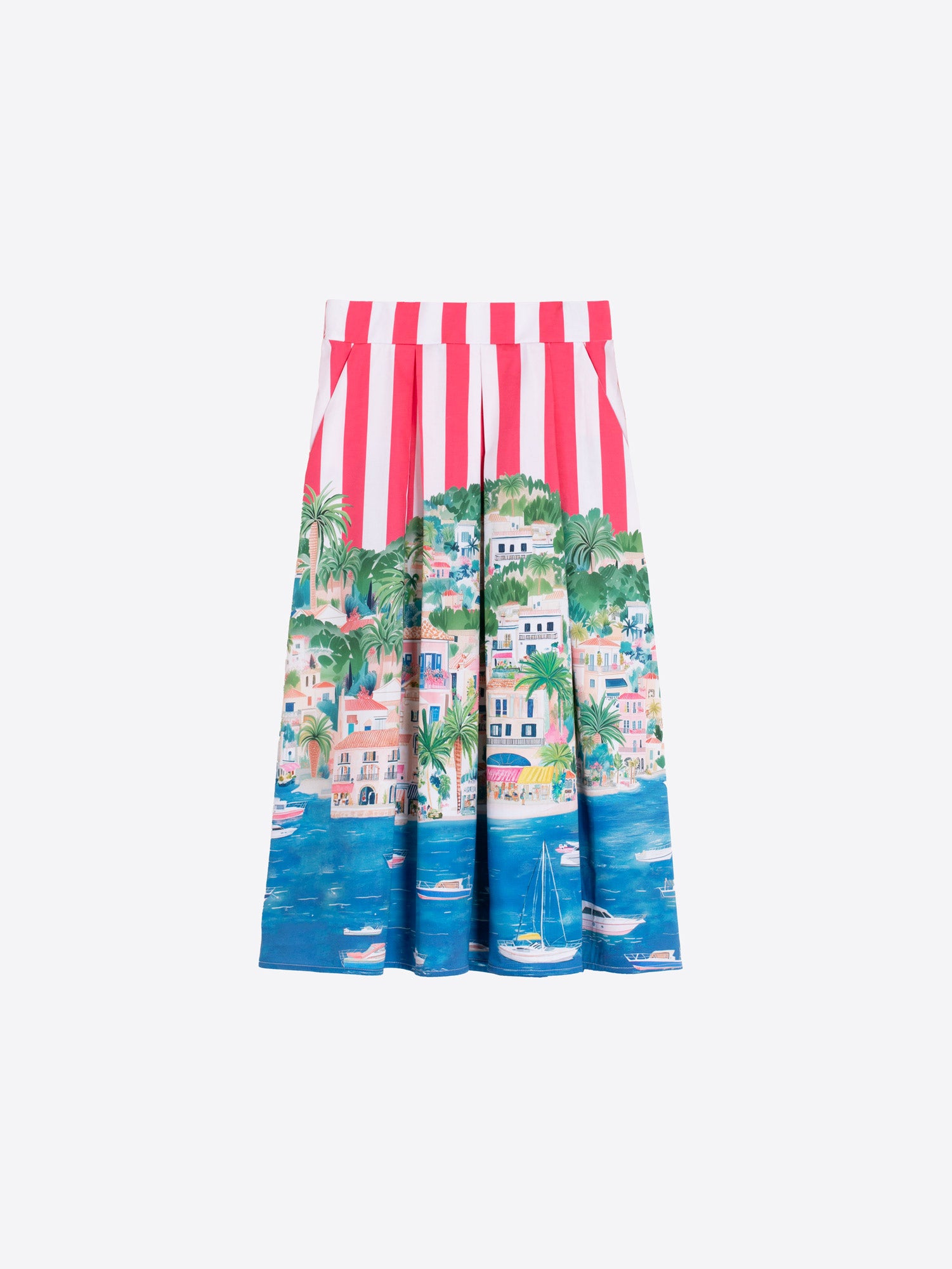FALDA ESTAMPADO COSTA RAYAS ROJAS
