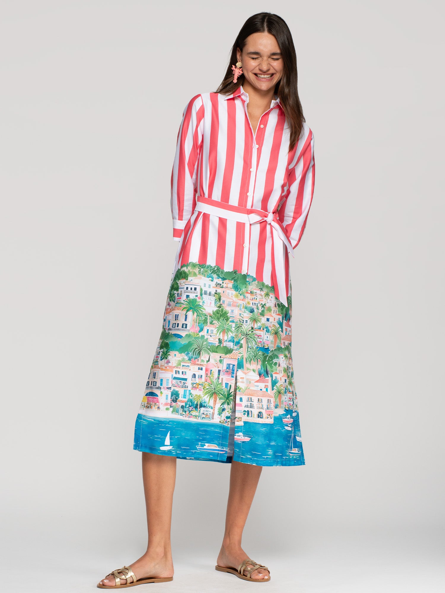 VESTIDO CAMISERO RAYAS ESTAMPADO COSTA