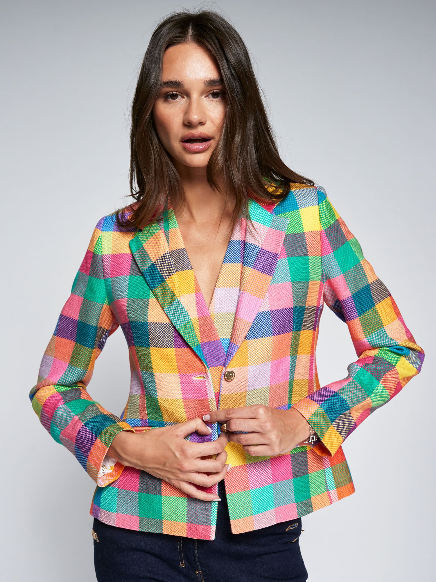 CHAQUETA CUADROS MULTICOLOR