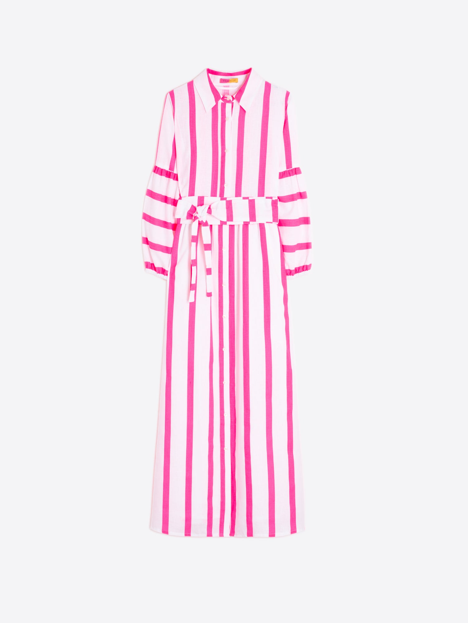 VESTIDO CAMISERO DE RAYAS ROSA