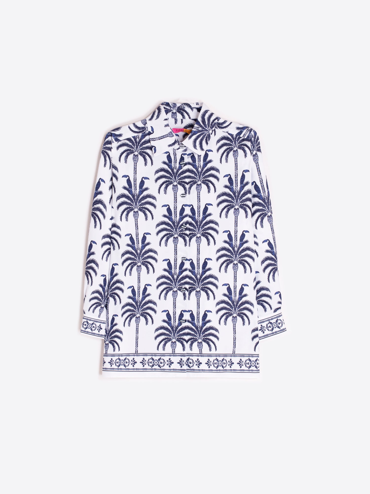 CAMISA ESTAMPADO PALMERAS AZUL