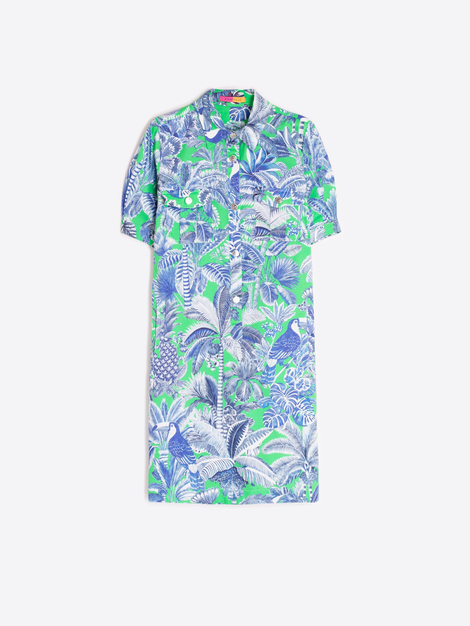 VESTIDO CAMISERO ESTAMPADO VERDE AZUL