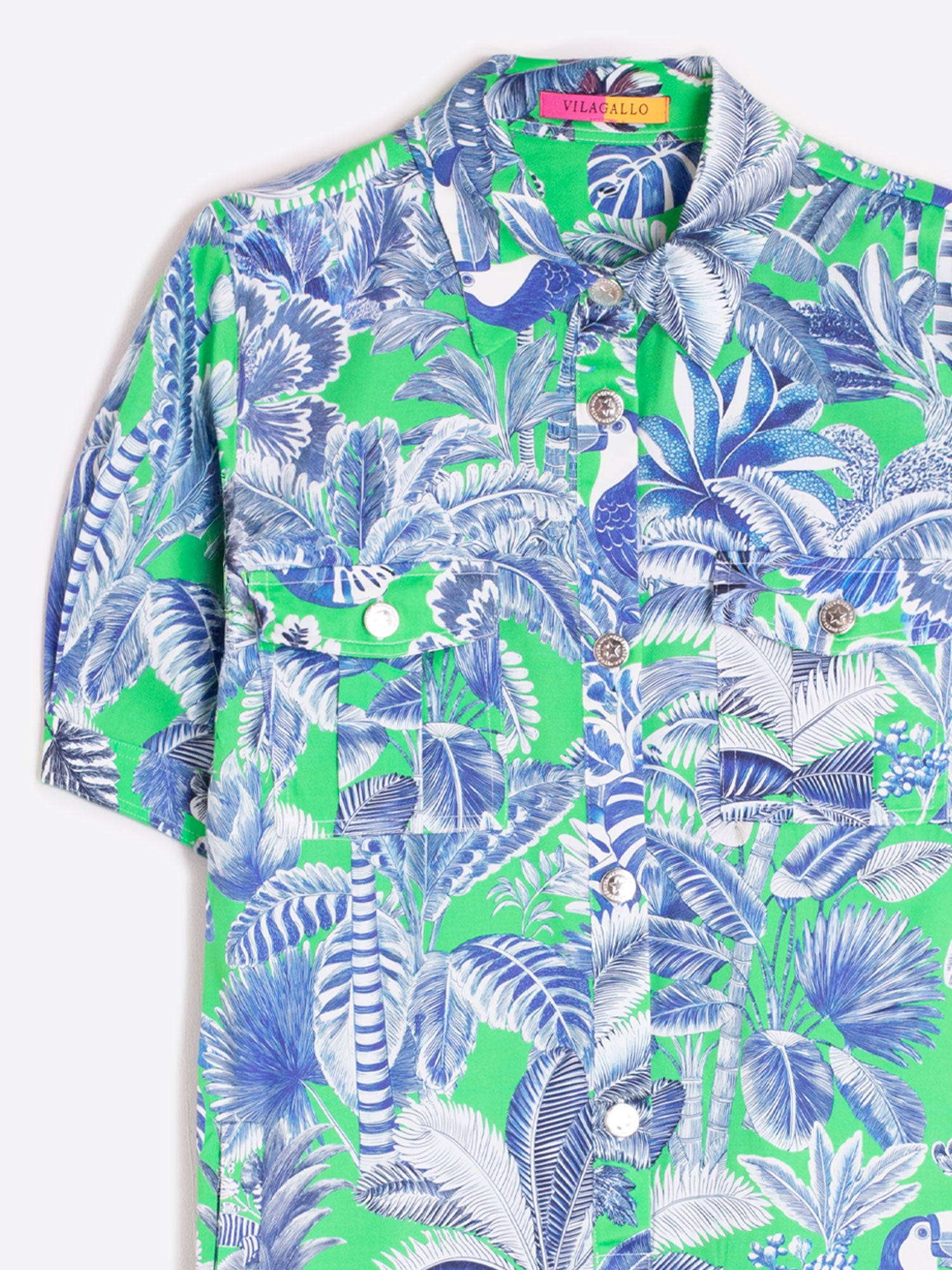VESTIDO CAMISERO ESTAMPADO VERDE AZUL