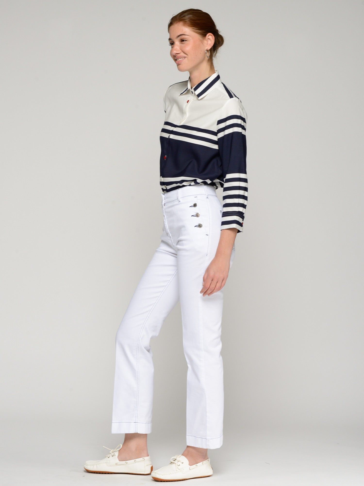 PANTALÓN BLANCO STRAIGHT BOTONES LATERALES