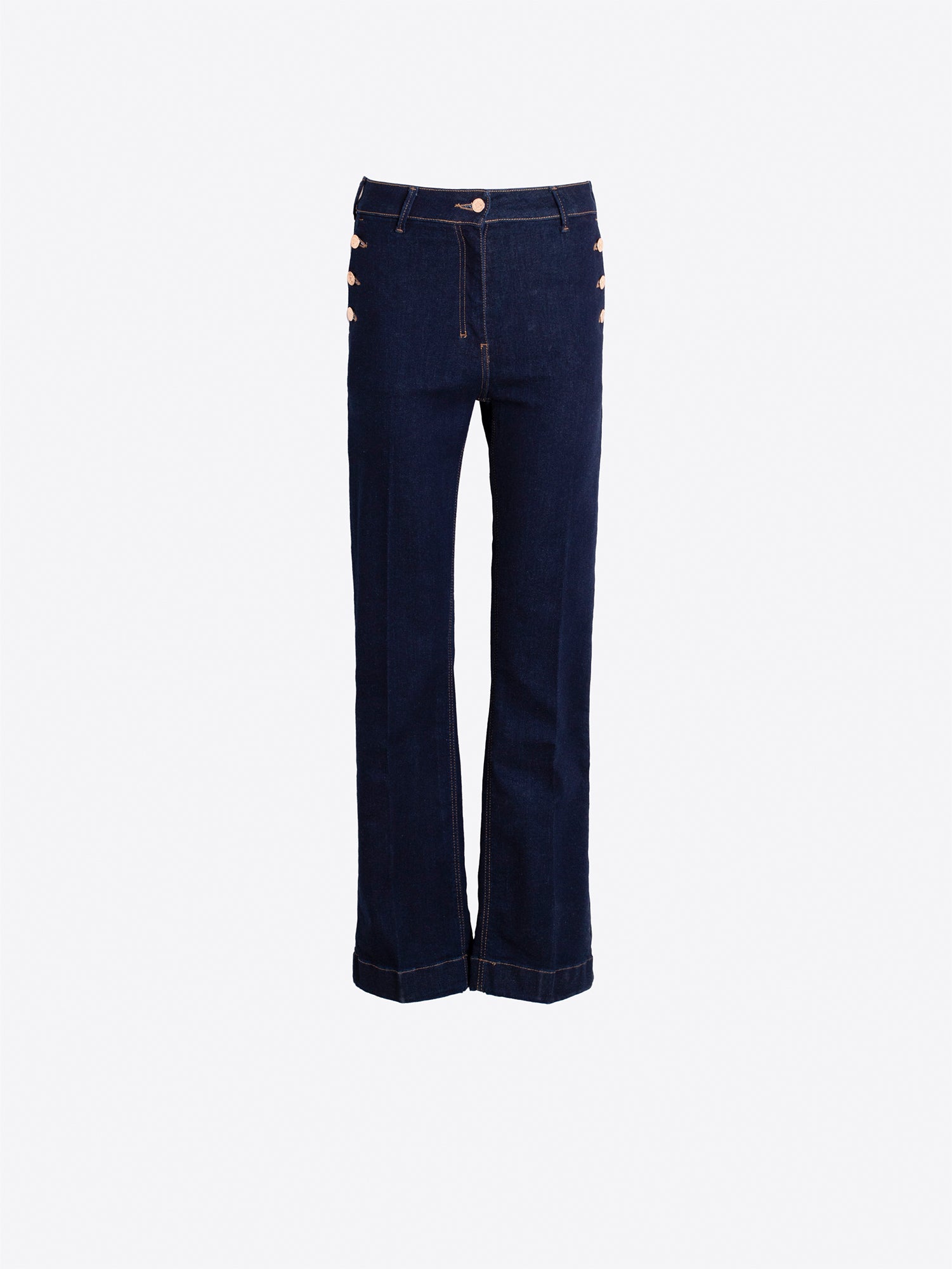 PANTALÓN DENIM STRAIGHT BOTONES LATERALES