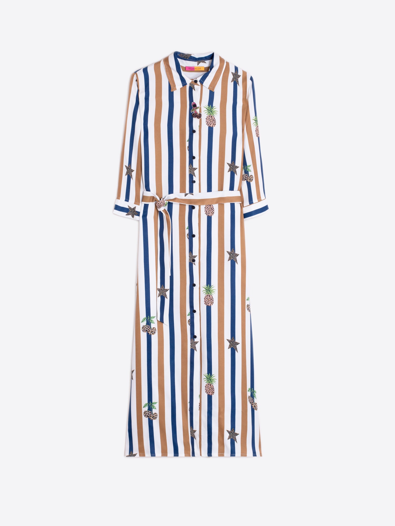 VESTIDO CAMISERO RAYAS PIÑAS