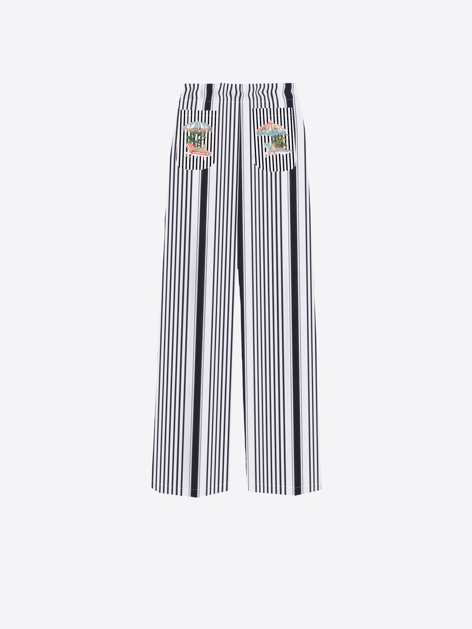 PANTALÓN PALAZZO DE RAYAS PARCHE BORDADO