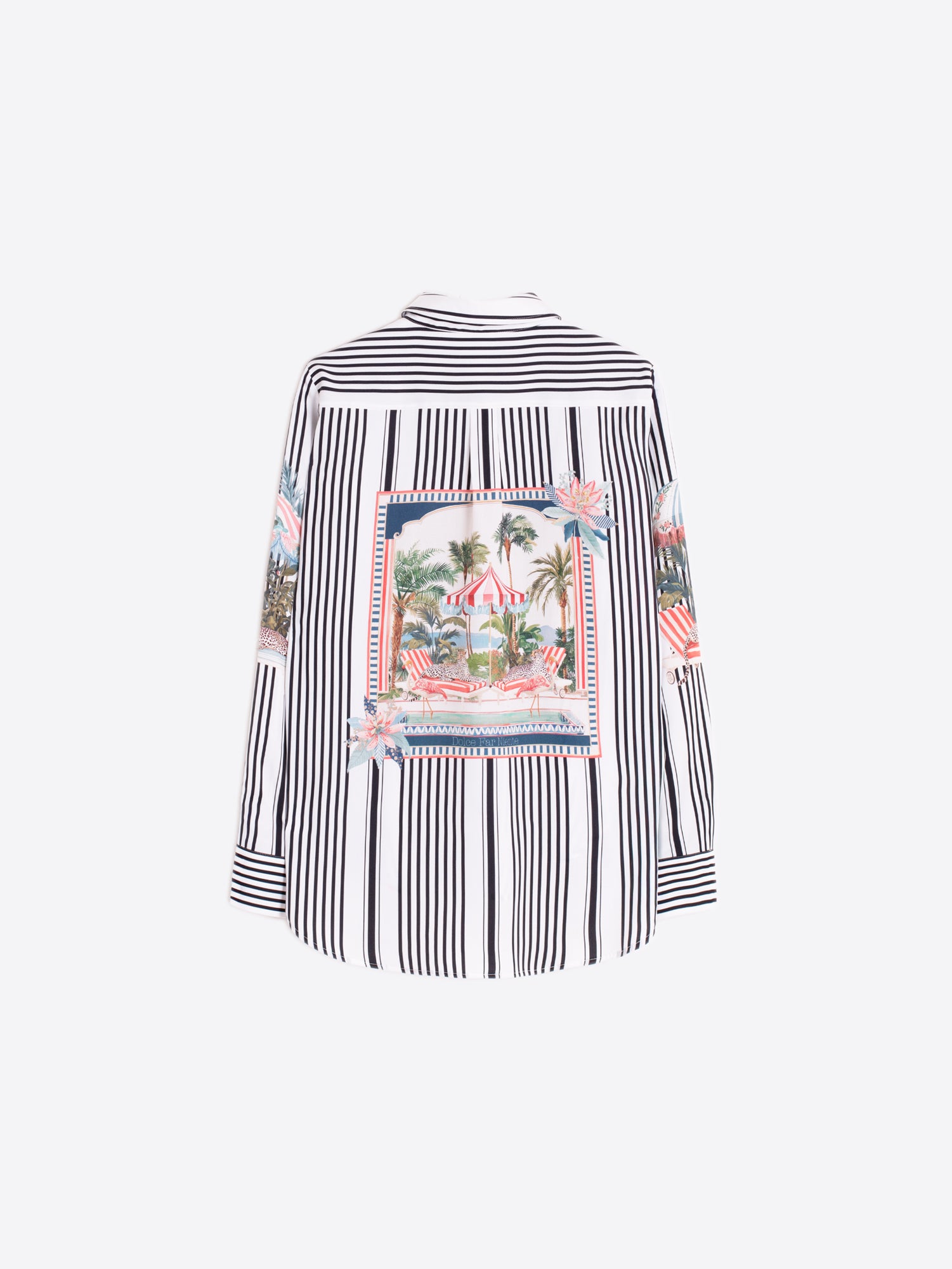 CAMISA RAYAS NEGRO ESTAMPADO SOMBRILLAS