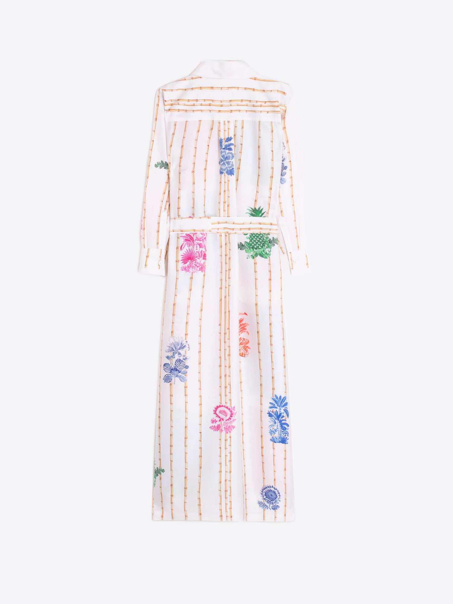 VESTIDO CAMISERO ESTAMPADO TROPICAL MULTICOLOR