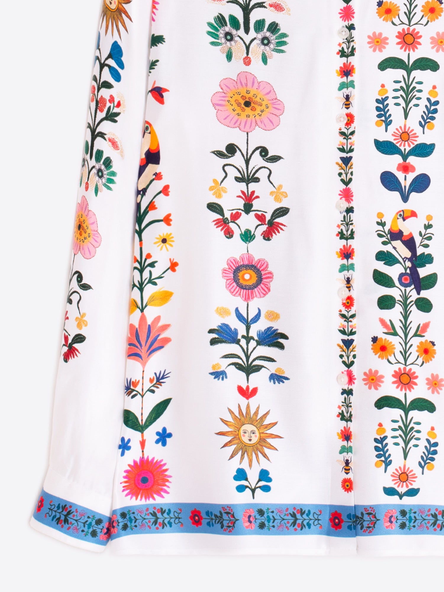 CAMISA BLANCA ESTAMPADO FLORAL VERTICAL