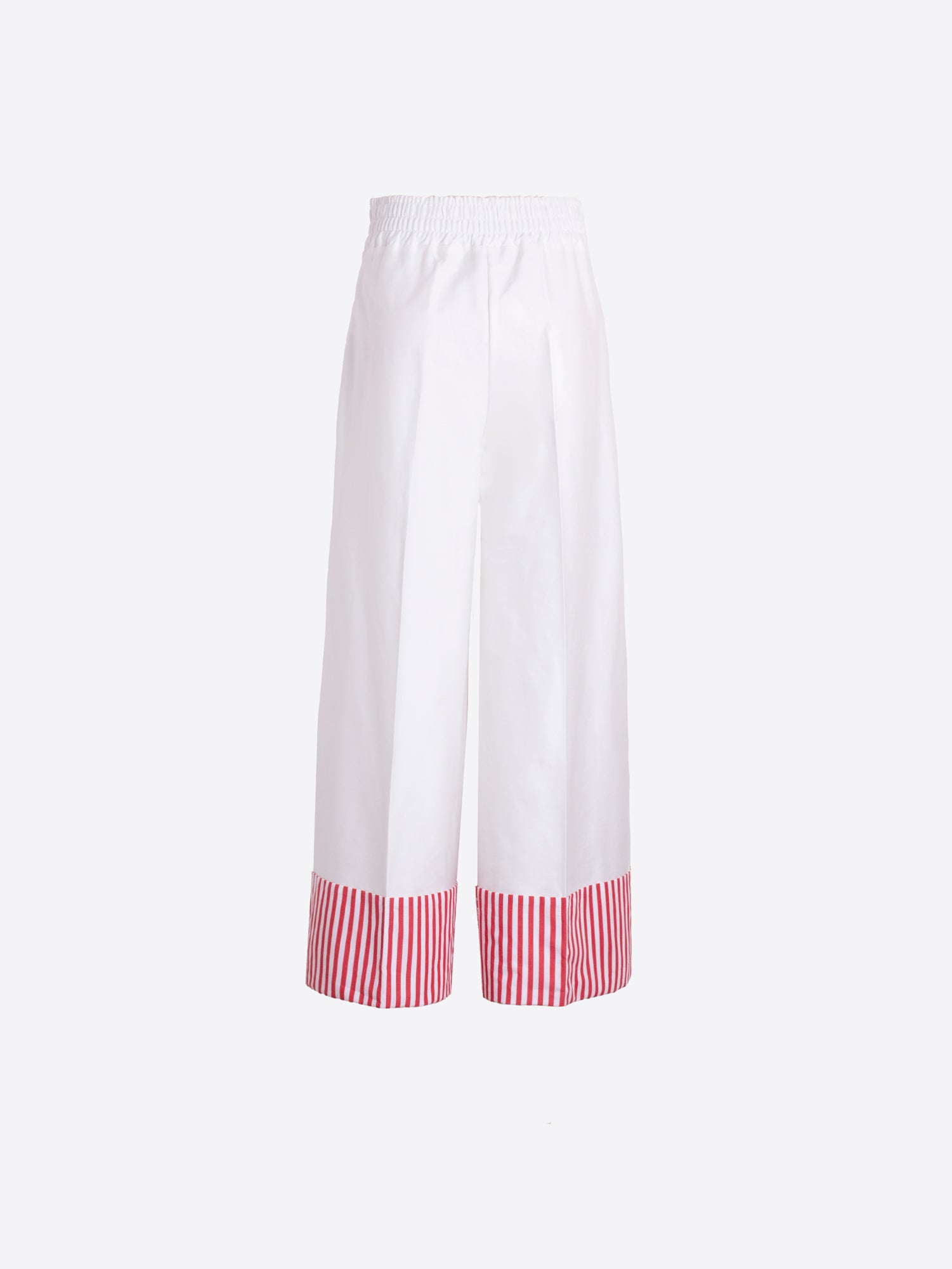 PANTALÓN BLANCO PUÑO RAYAS ROJAS